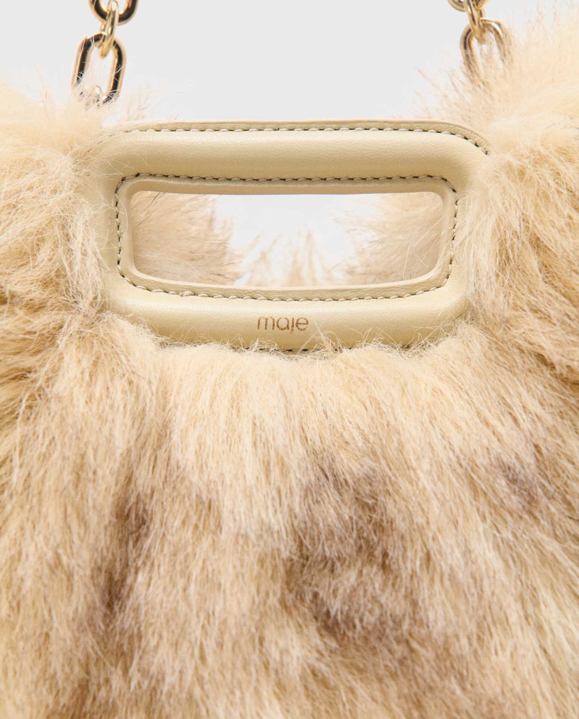 Bolso de hombro de mujer efecto pelo - Maje - Beige Beige-11