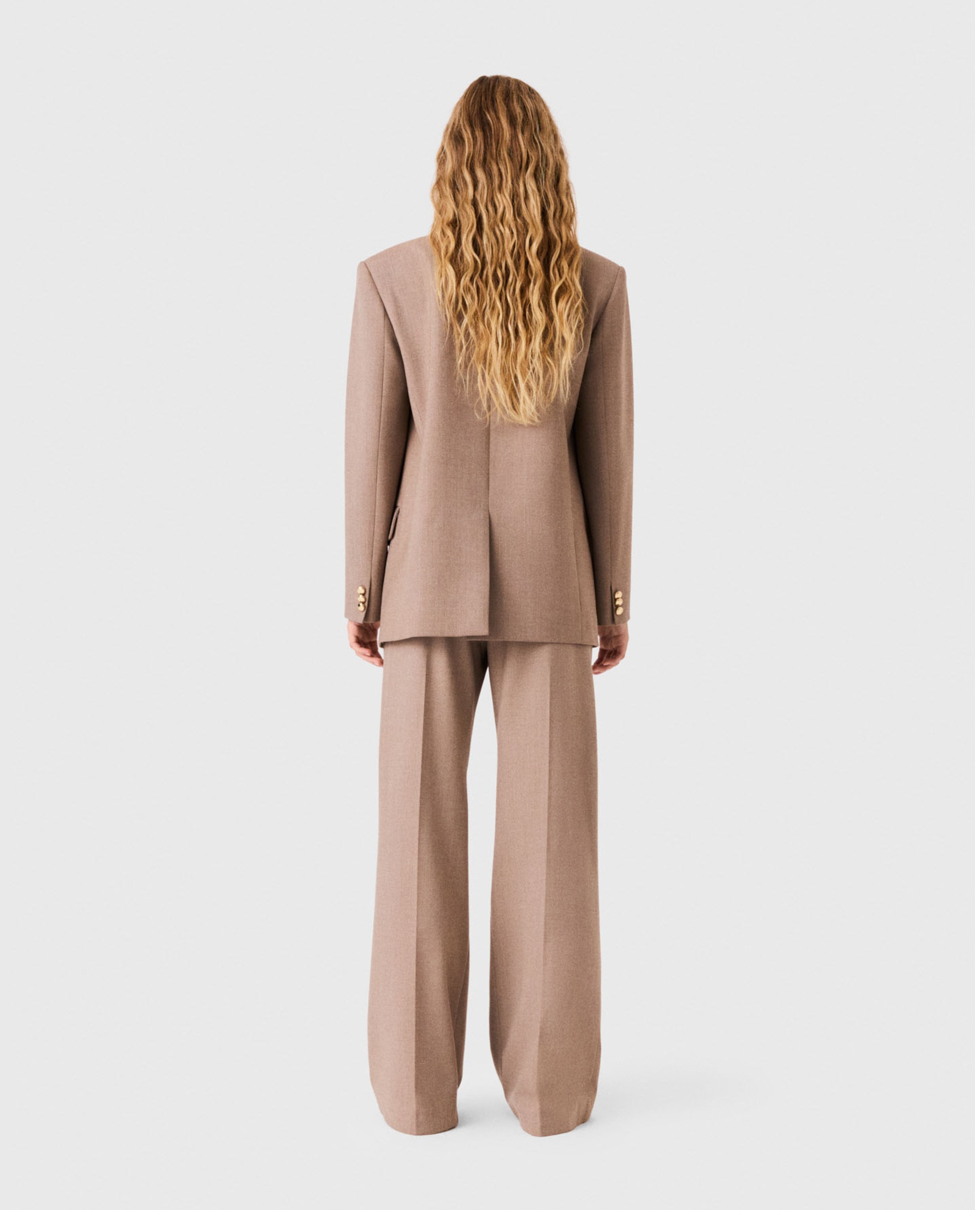 Chaqueta sastre de mujer clásica con bolsillos de solapa - Maje - Beige Beige-2