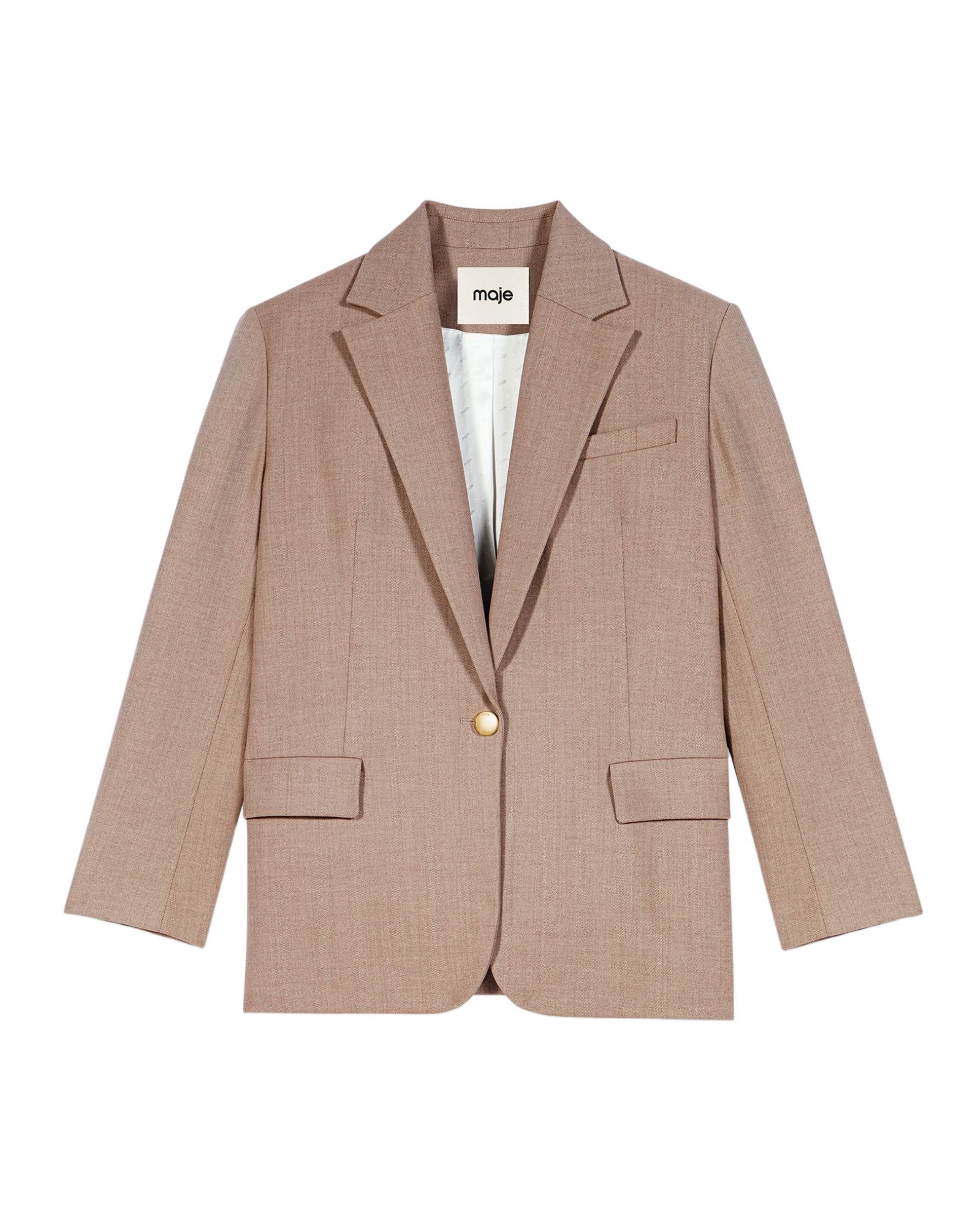 Chaqueta sastre de mujer clásica con bolsillos de solapa - Maje - Beige Beige-7