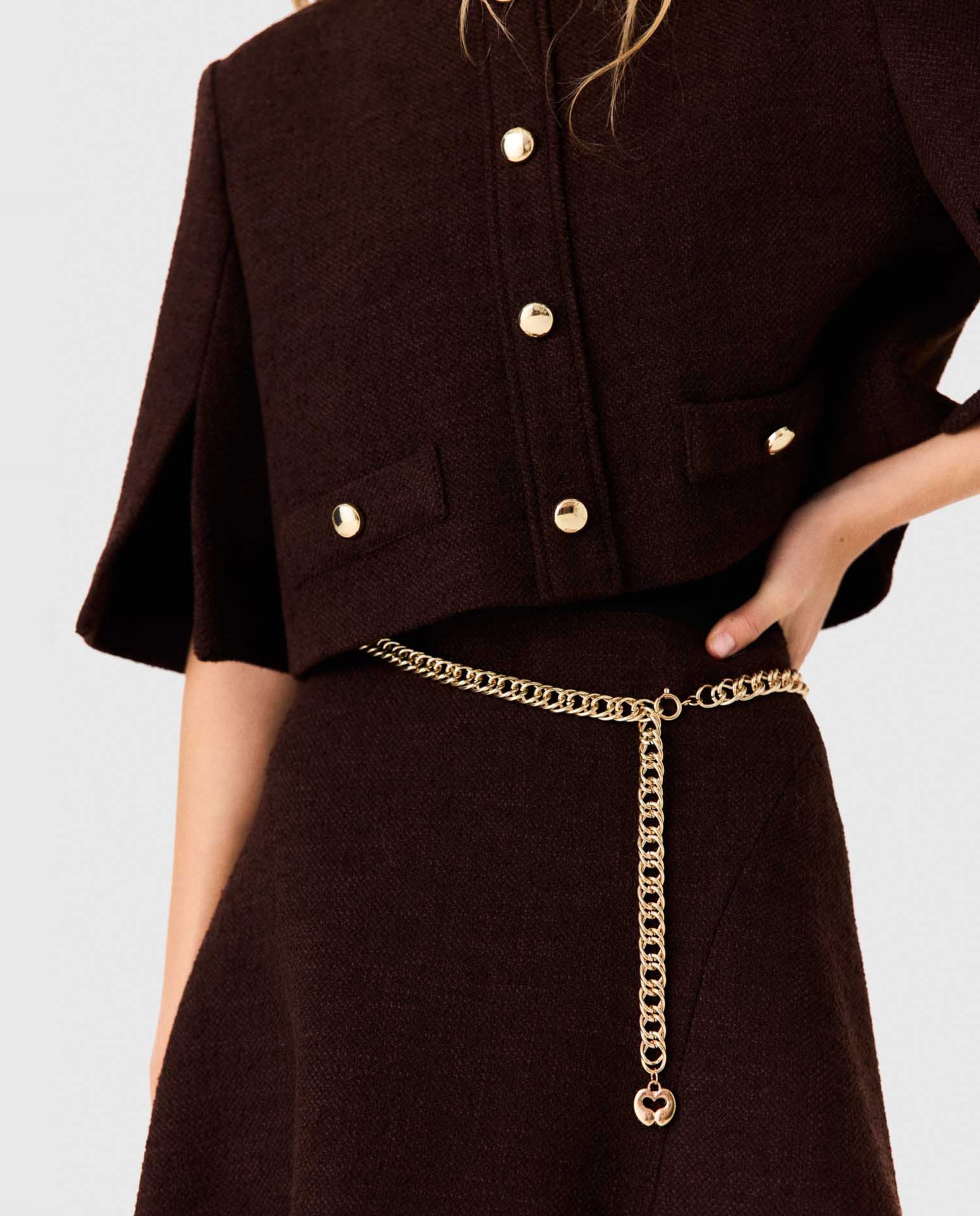 Vestido corto de tweed con capa 2 en 1 - Maje - Marrón oscuro Marrón oscuro-7