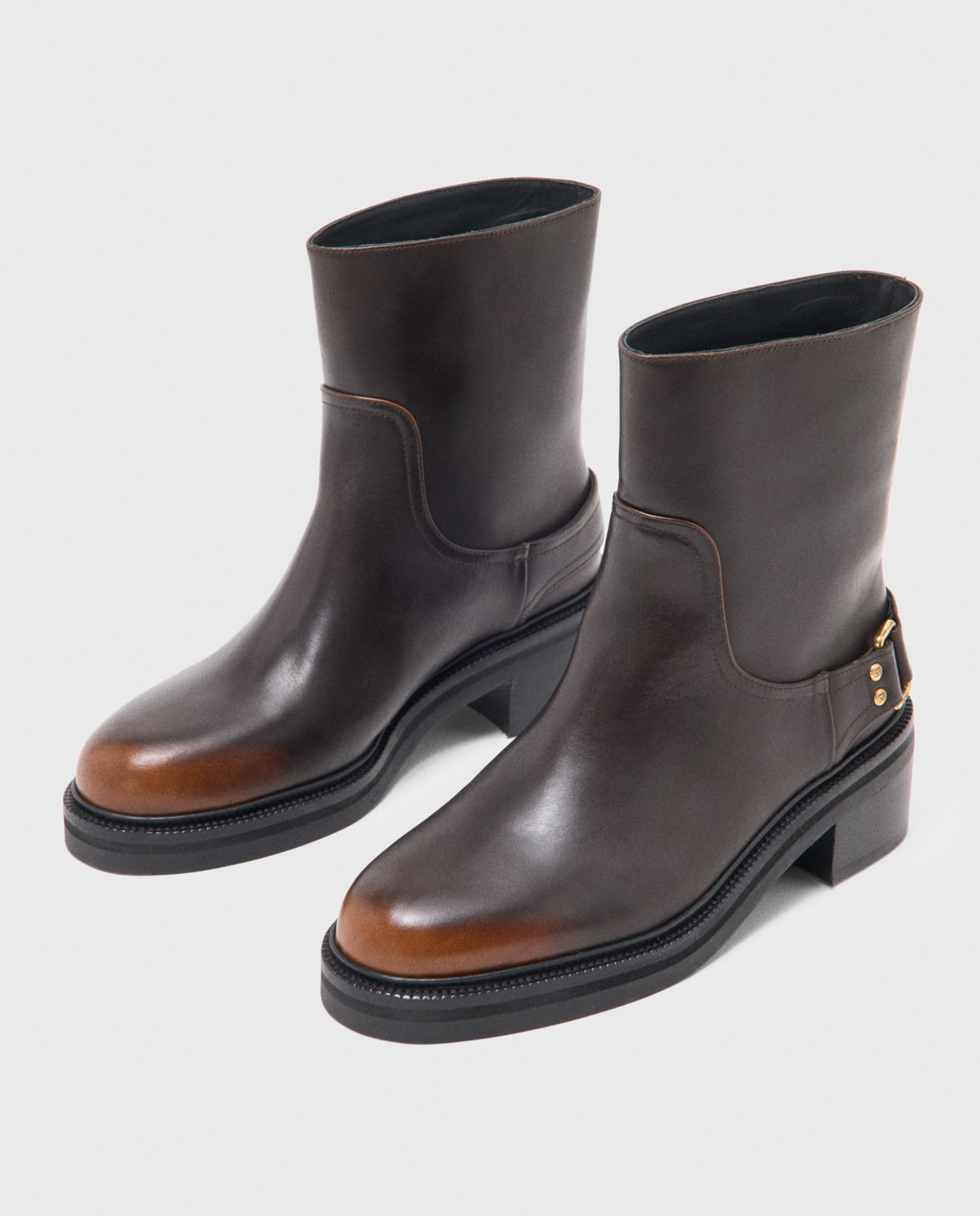 Botines de mujer básicos de cuero - Maje - Marrón Marrón-9
