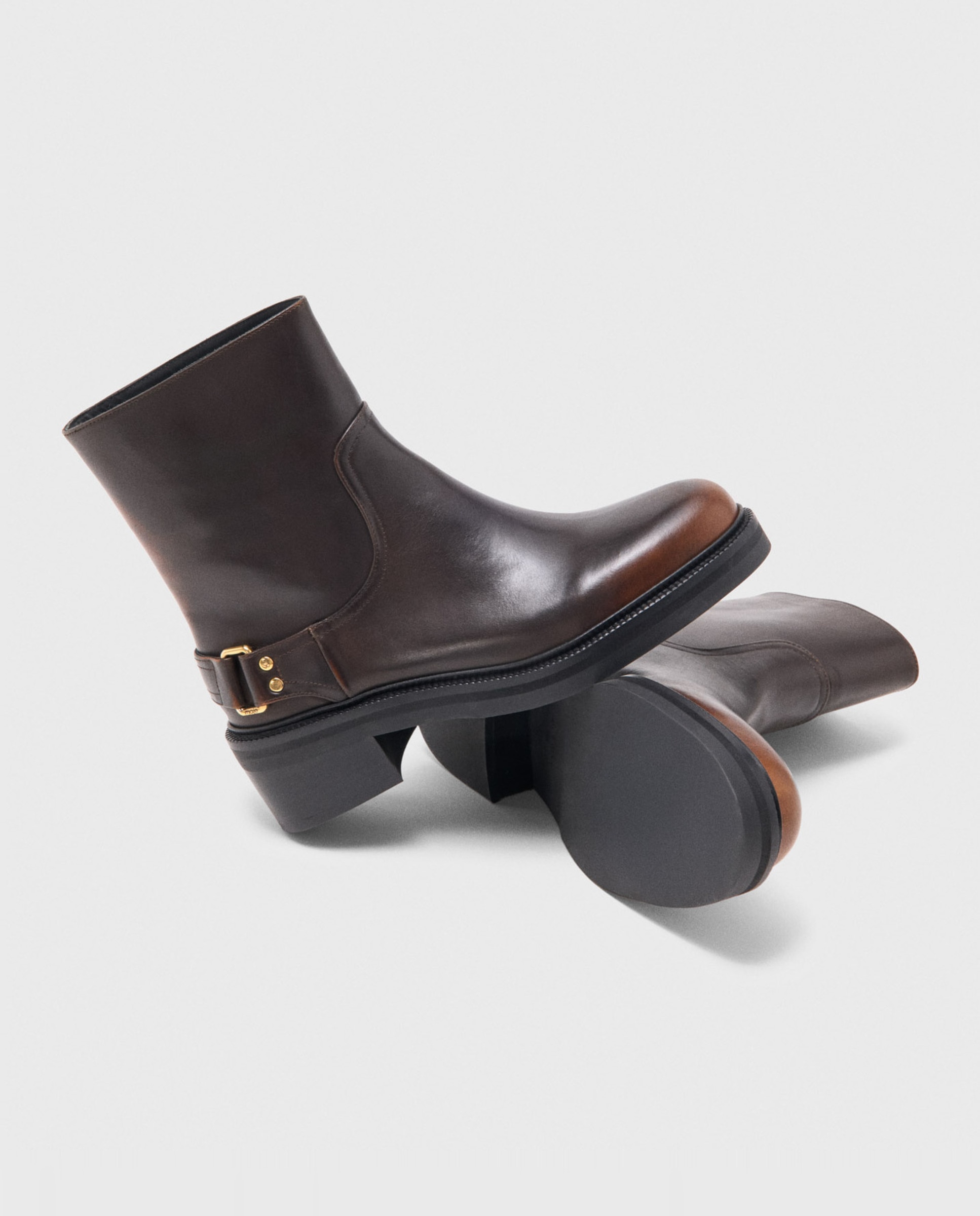 Botines de mujer básicos de cuero - Maje - Marrón Marrón-8