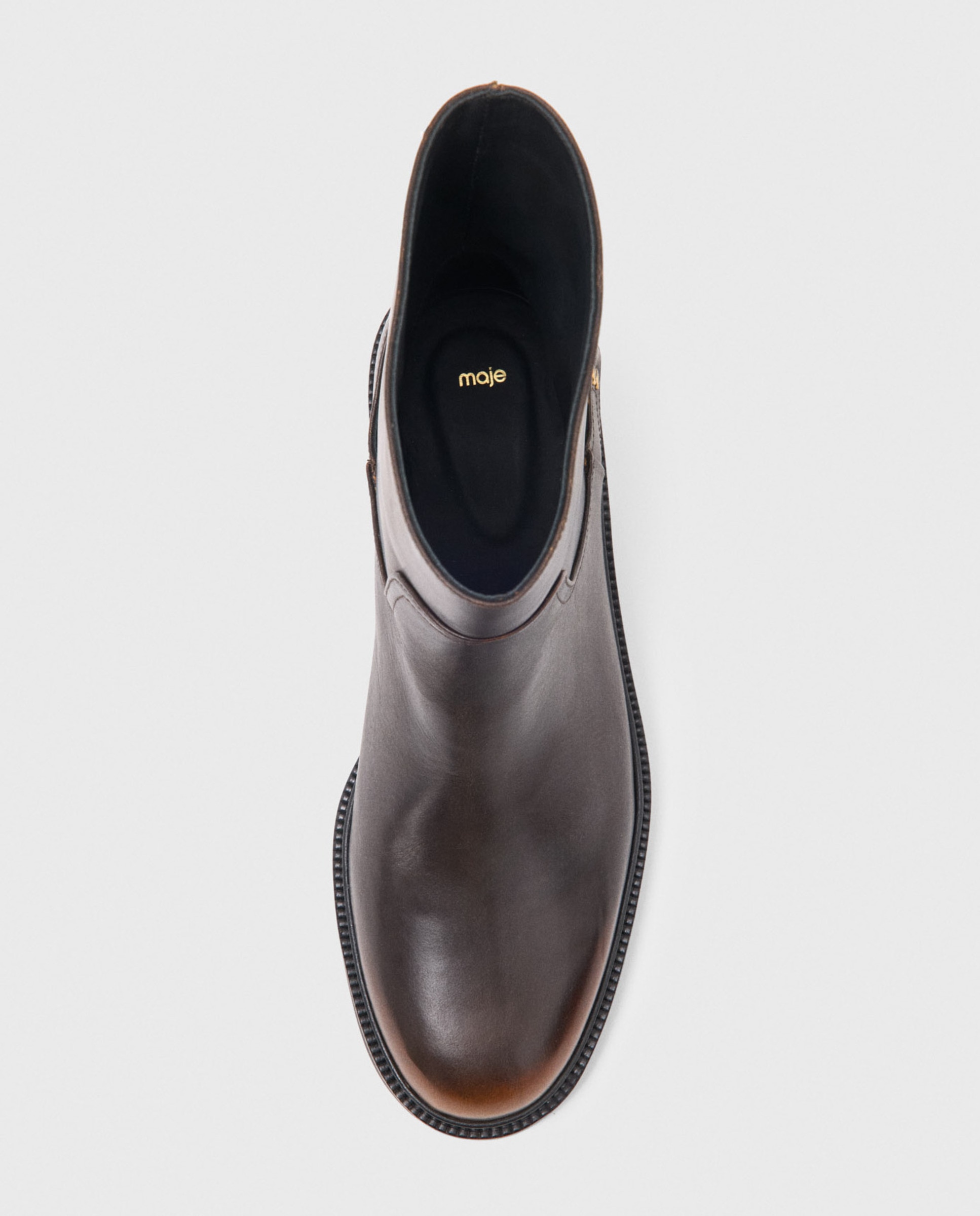 Botines de mujer básicos de cuero - Maje - Marrón Marrón-10