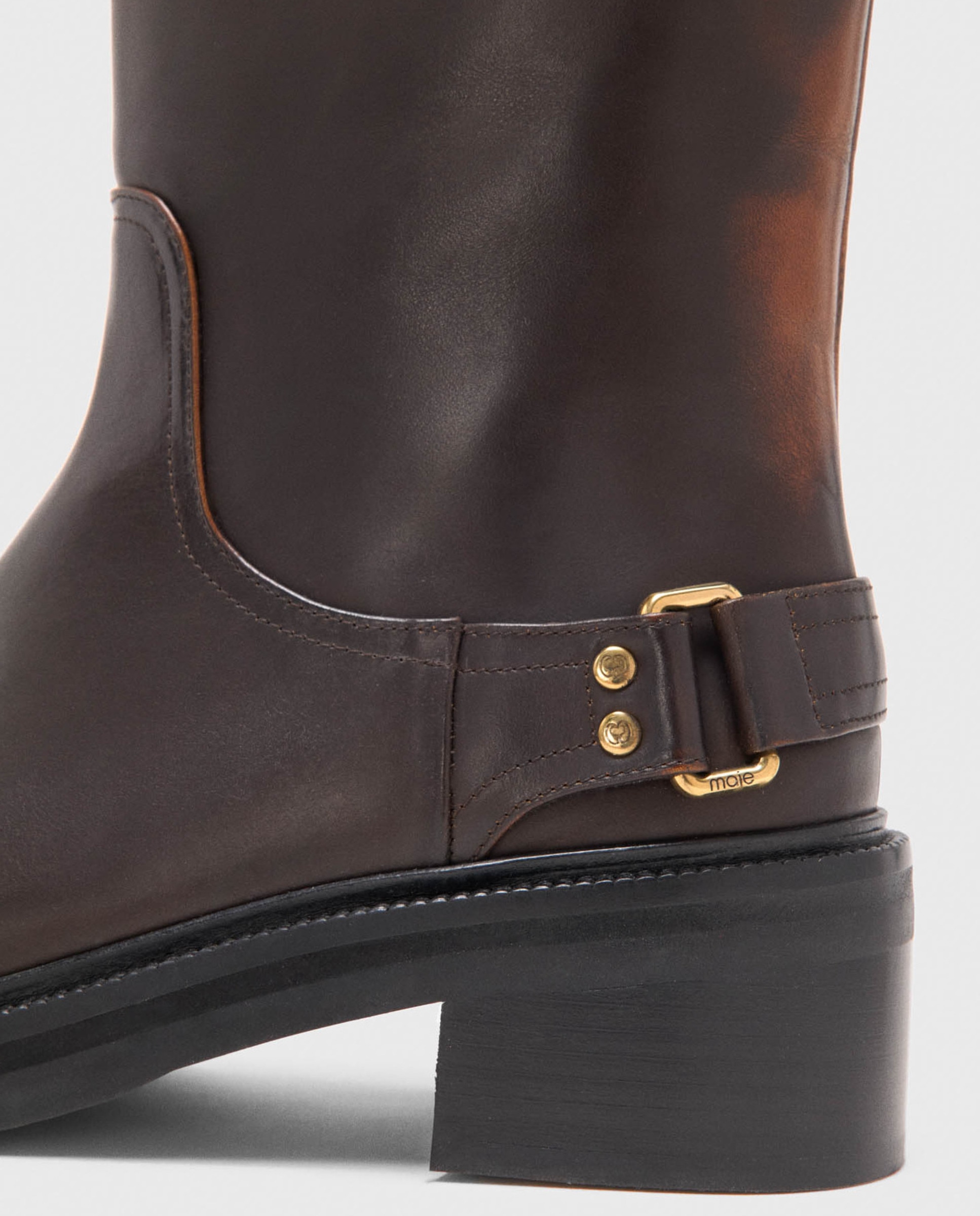 Botines de mujer básicos de cuero - Maje - Marrón Marrón-3