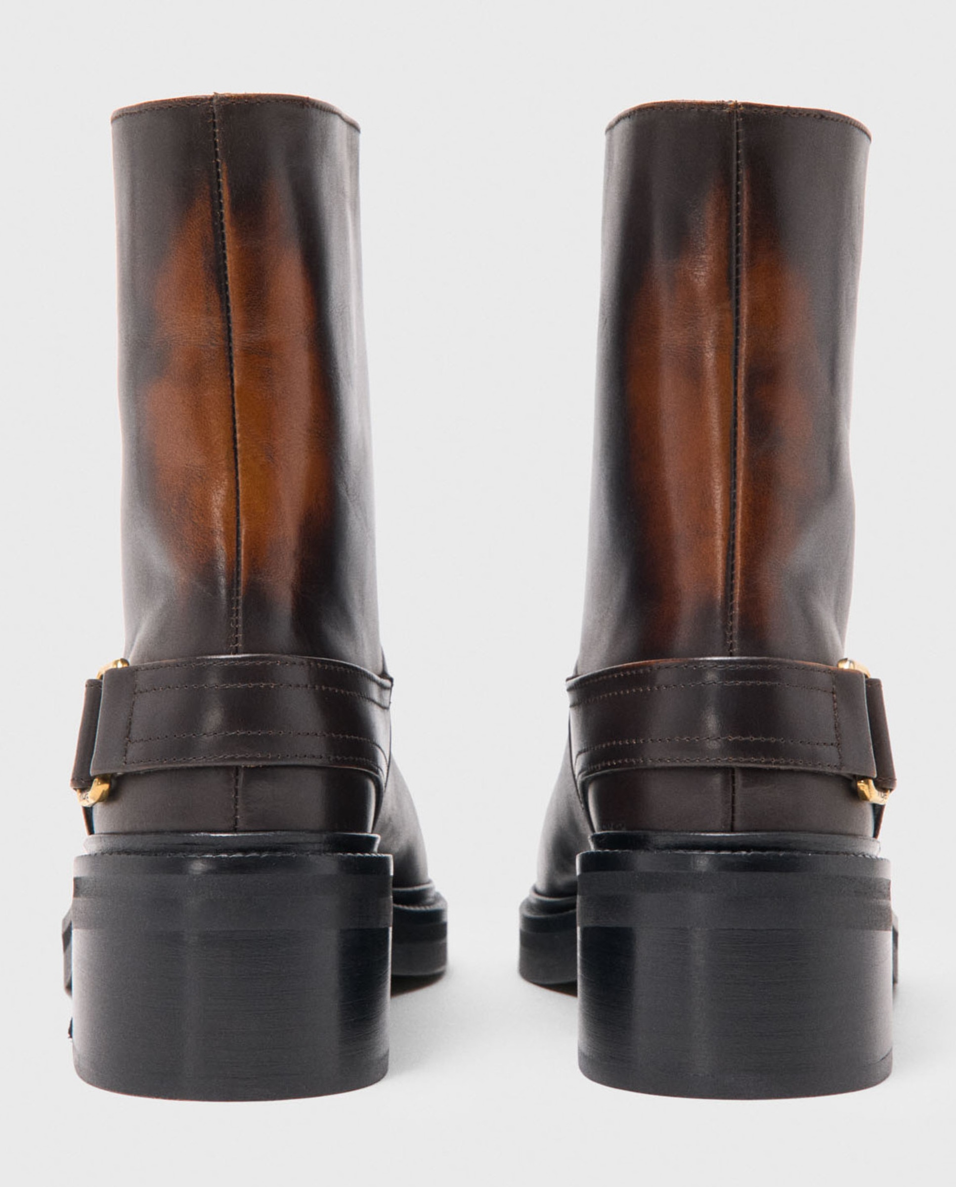 Botines de mujer básicos de cuero - Maje - Marrón Marrón-4