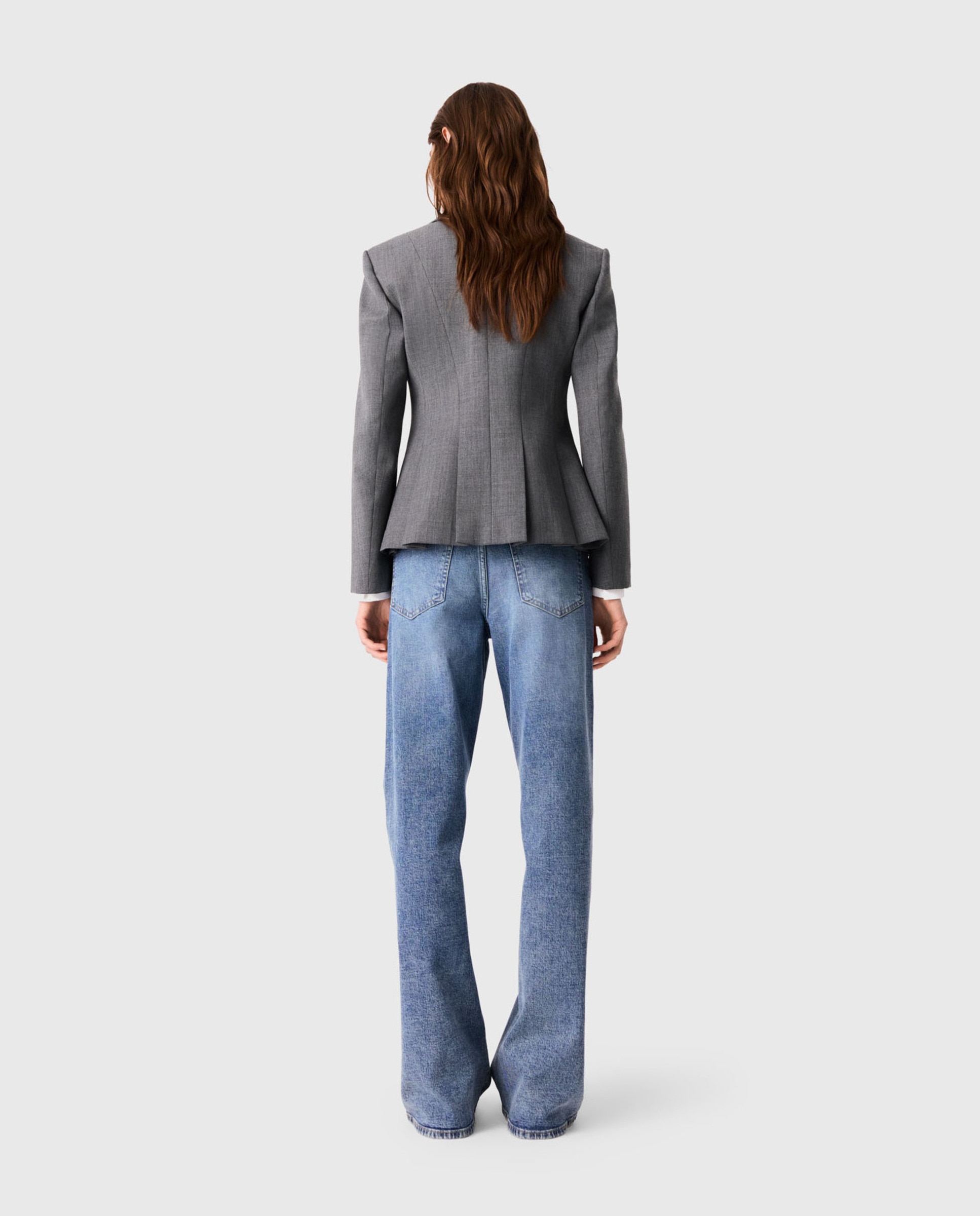 Americana de mujer sastre corta forma bar ajustada - Maje - Gris Gris-2
