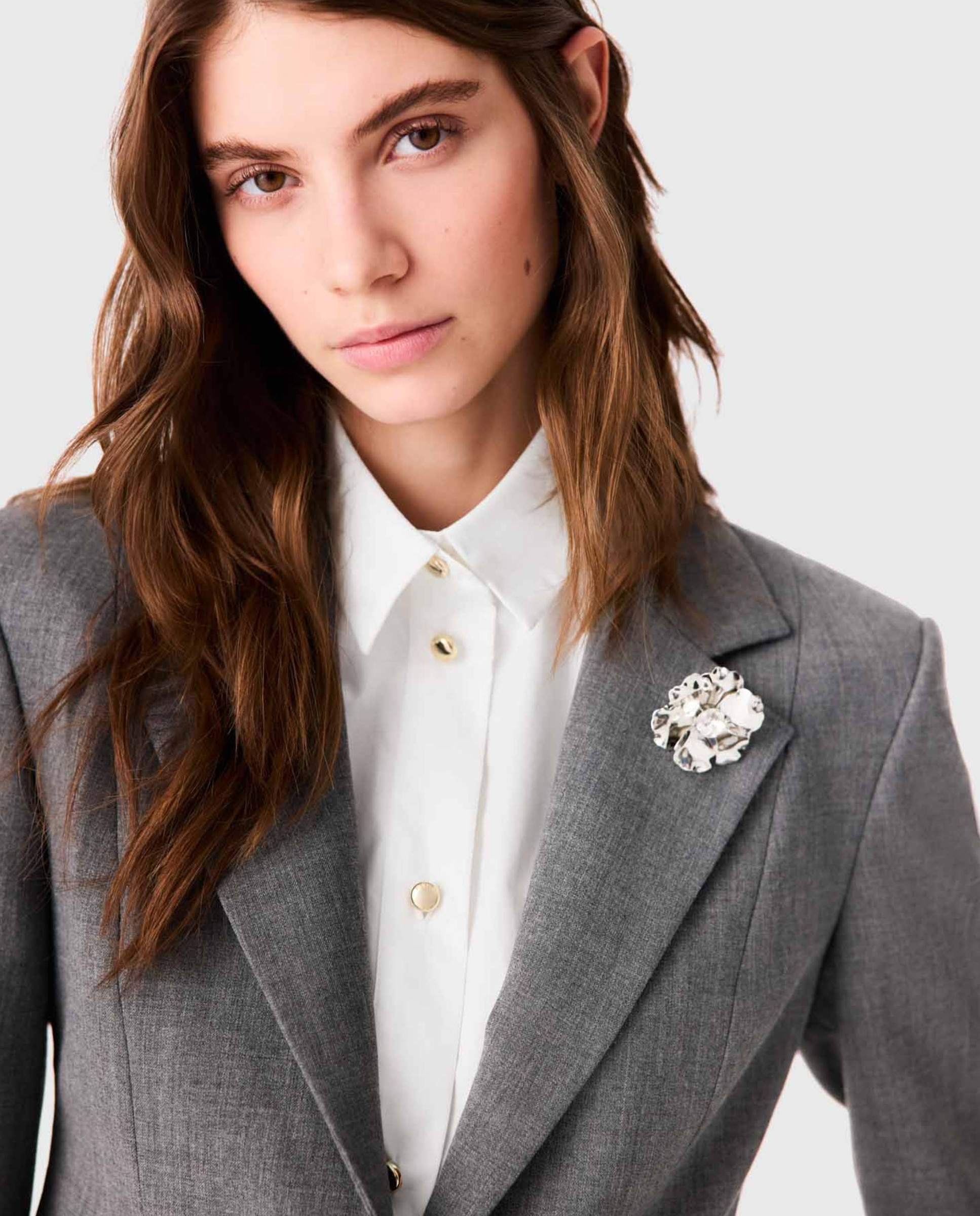 Americana de mujer sastre corta forma bar ajustada - Maje - Gris Gris-6
