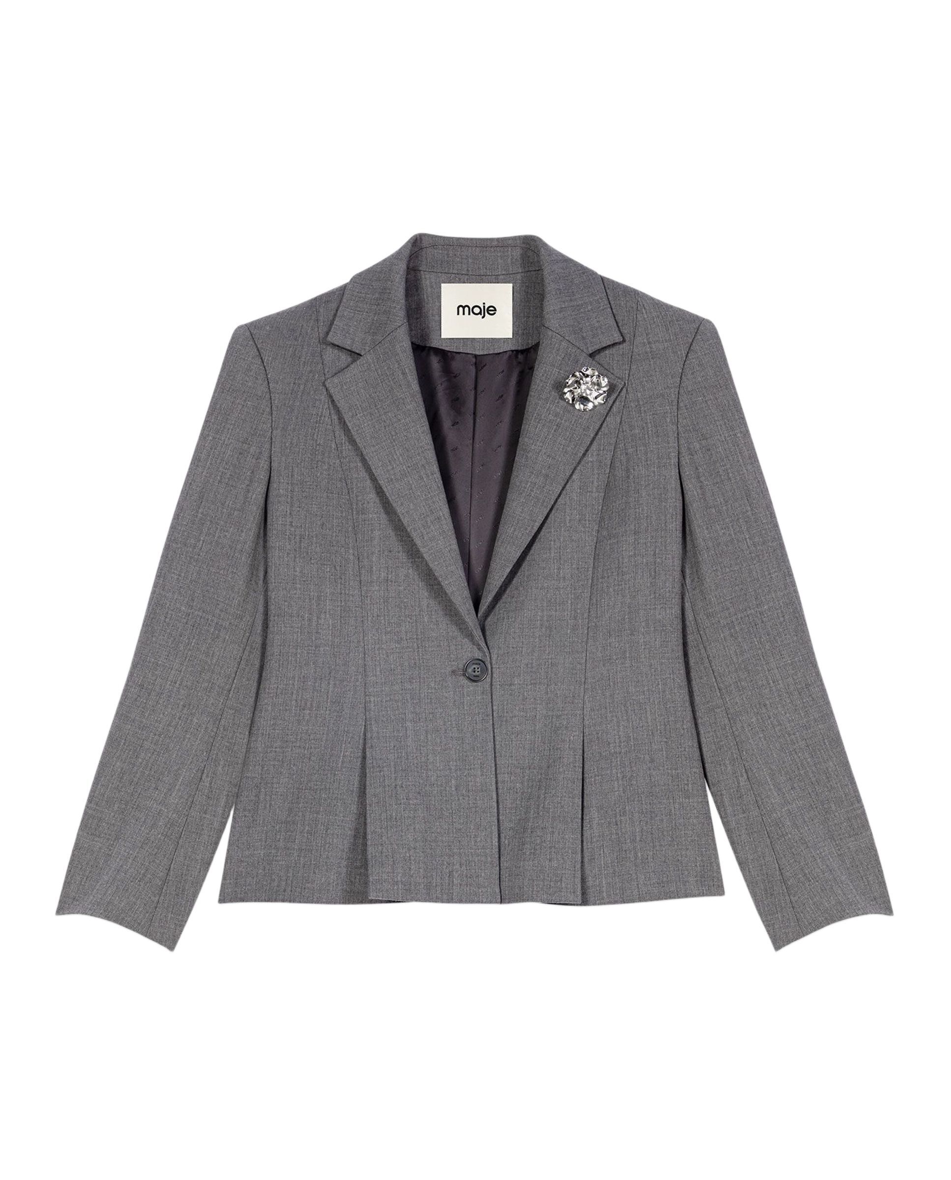 Americana de mujer sastre corta forma bar ajustada - Maje - Gris Gris-7