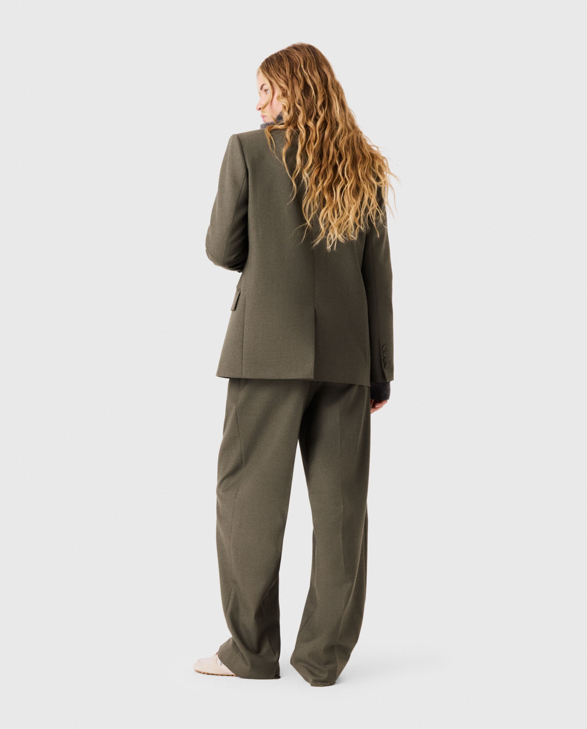 Chaqueta de mujer sastre recta de lana - Maje - Kaki Kaki-2