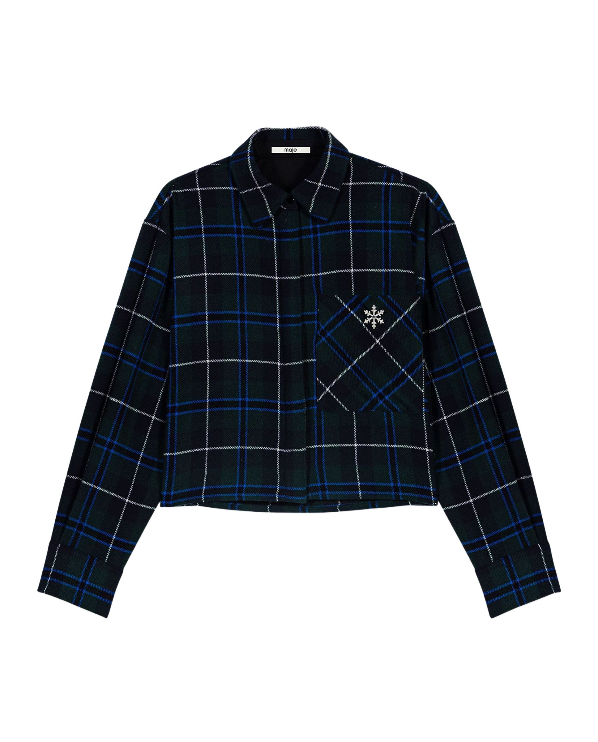 Imagen 8 de Camisa de mujer corta tartán con broche desmontable - Maje - Verde Verde