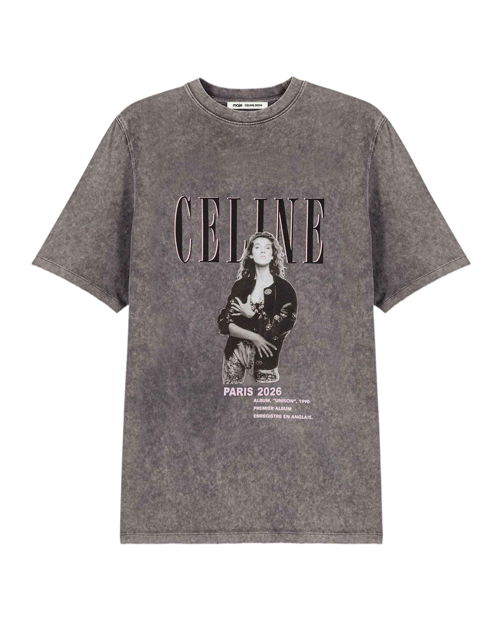 Camiseta de mujer con efecto desteñido y estampado - Maje - Gris Gris-7