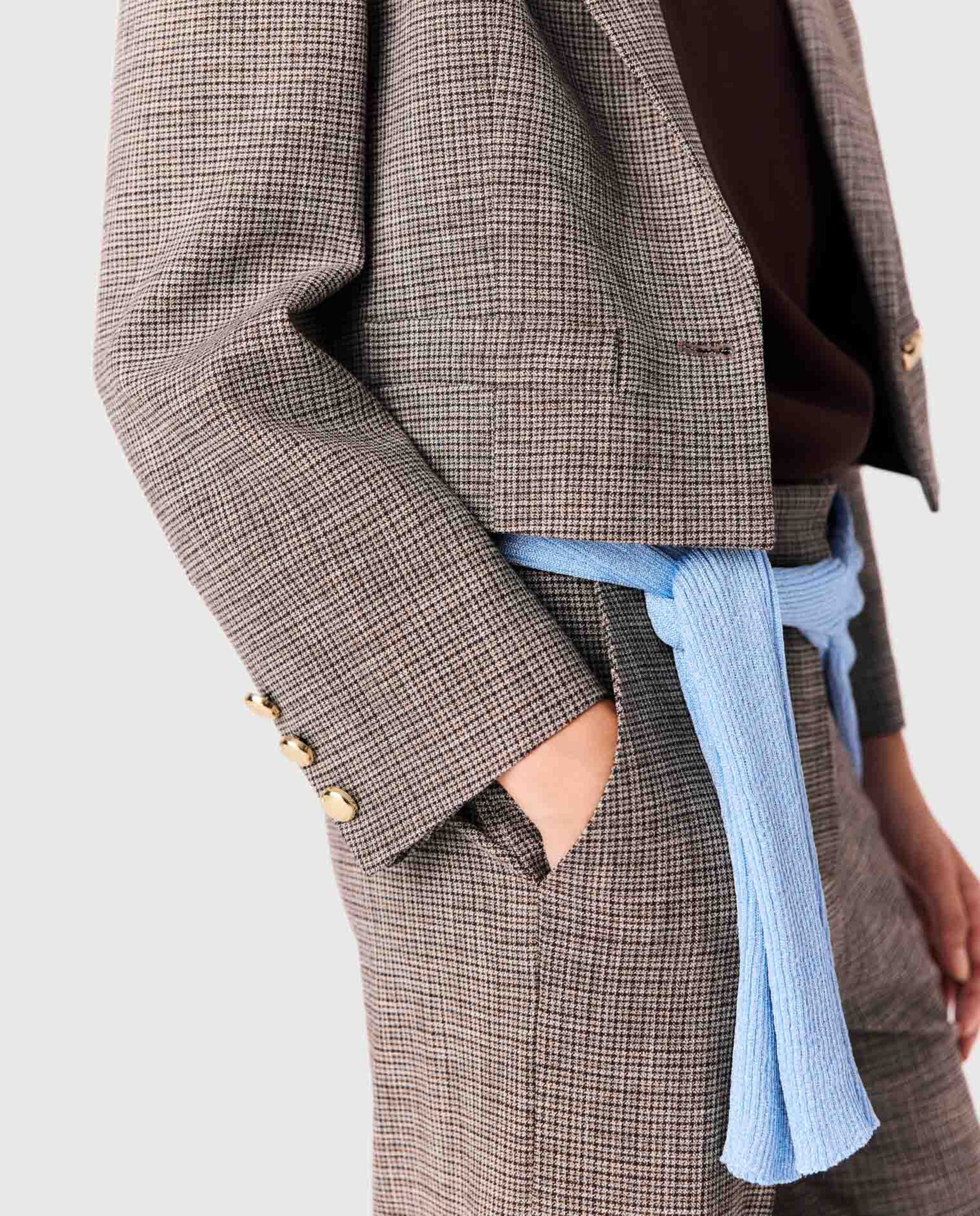 Chaqueta sastre de mujer estilo spencer a cuadros - Maje - Marrón Marrón-6