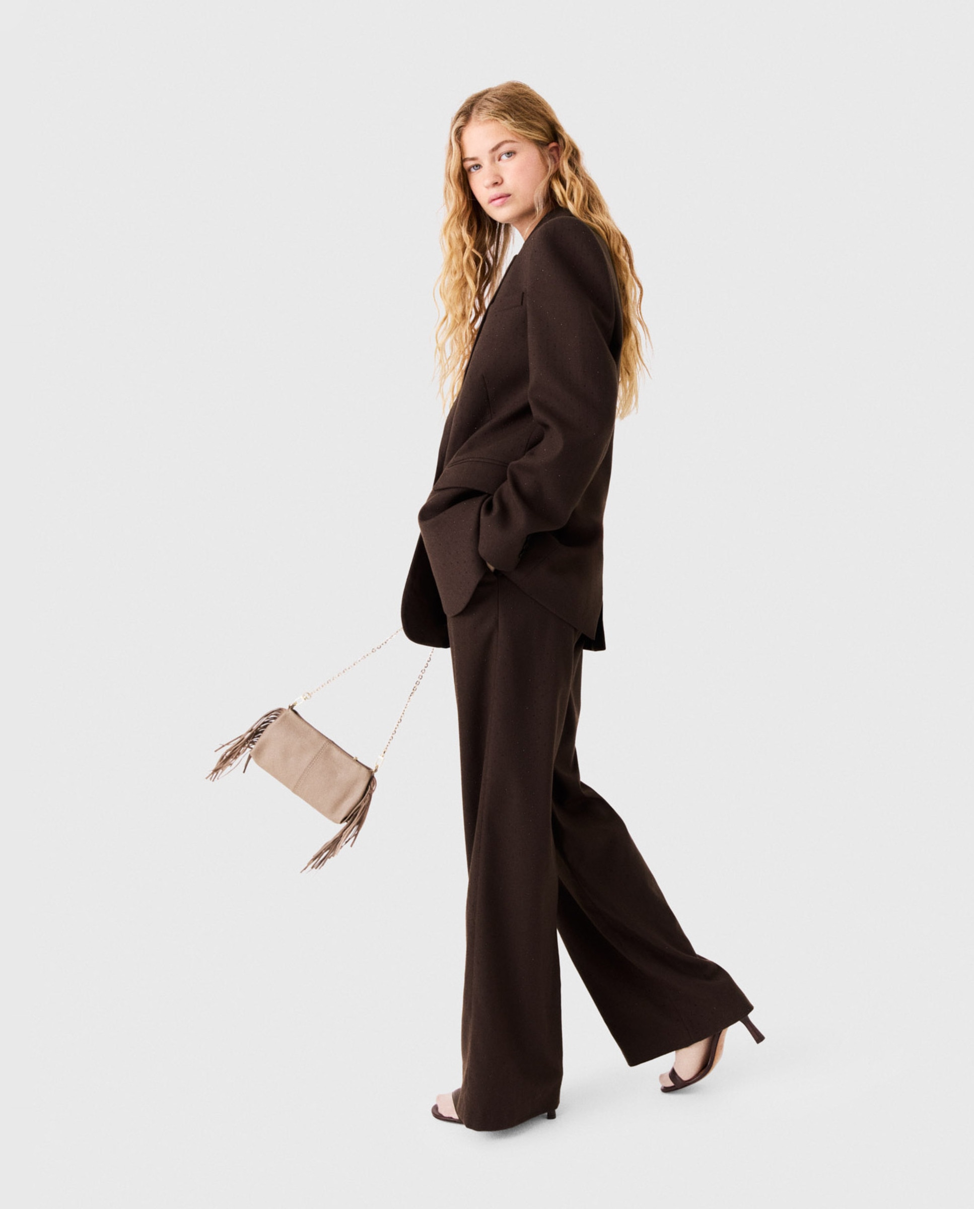 Blazer de mujer con strass y corte clásico - Maje - Marrón Marrón-3