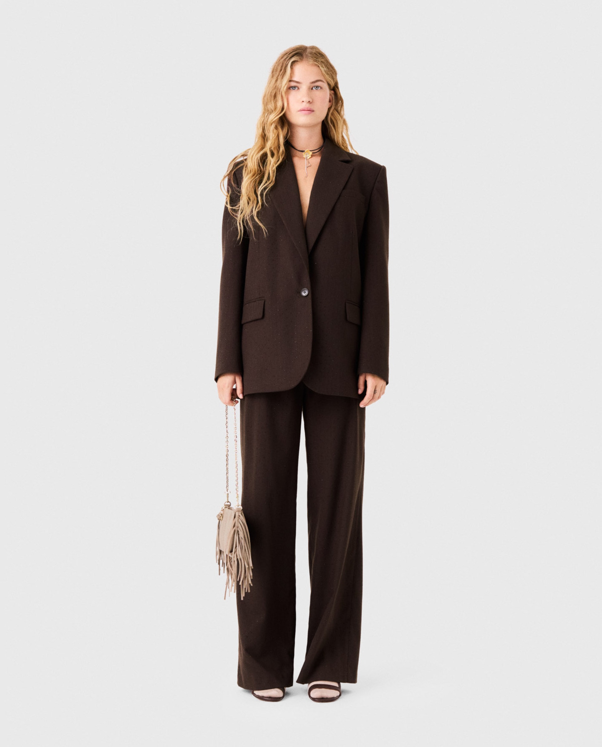 Blazer de mujer con strass y corte clásico - Maje - Marrón Marrón-4