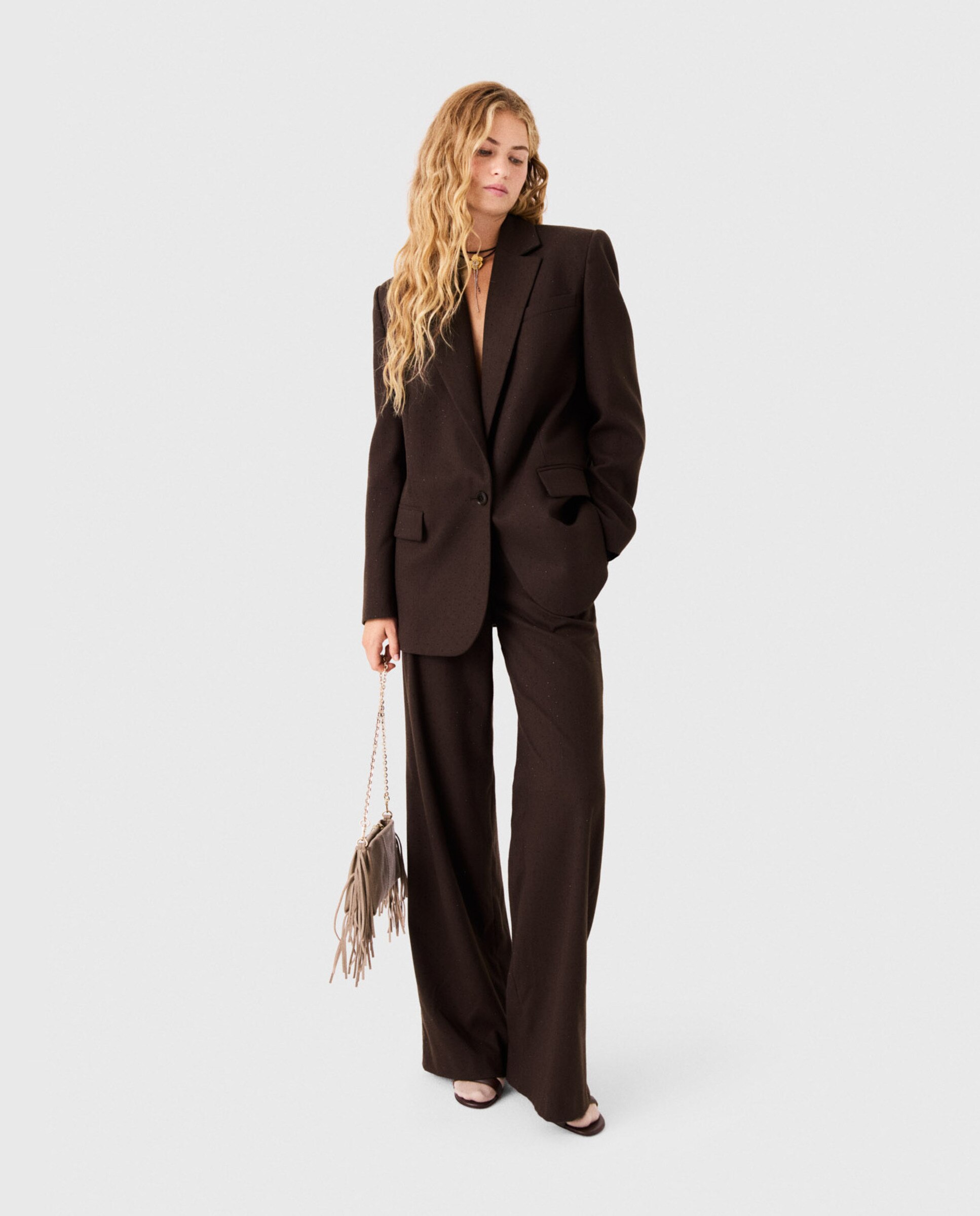 Blazer de mujer con strass y corte clásico - Maje - Marrón Marrón-5