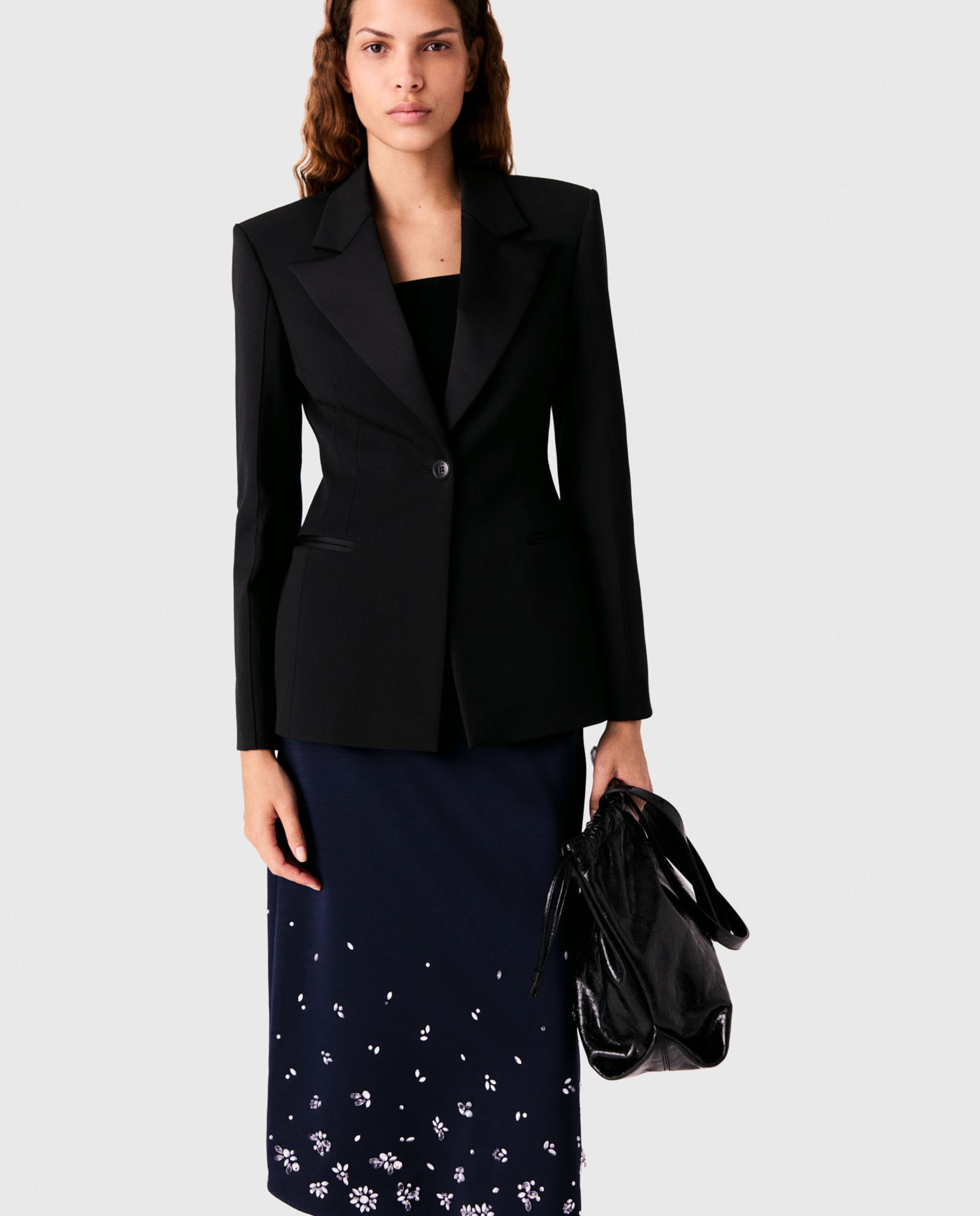 Blazer de mujer esmoquin entallado - Maje - Negro Negro-1