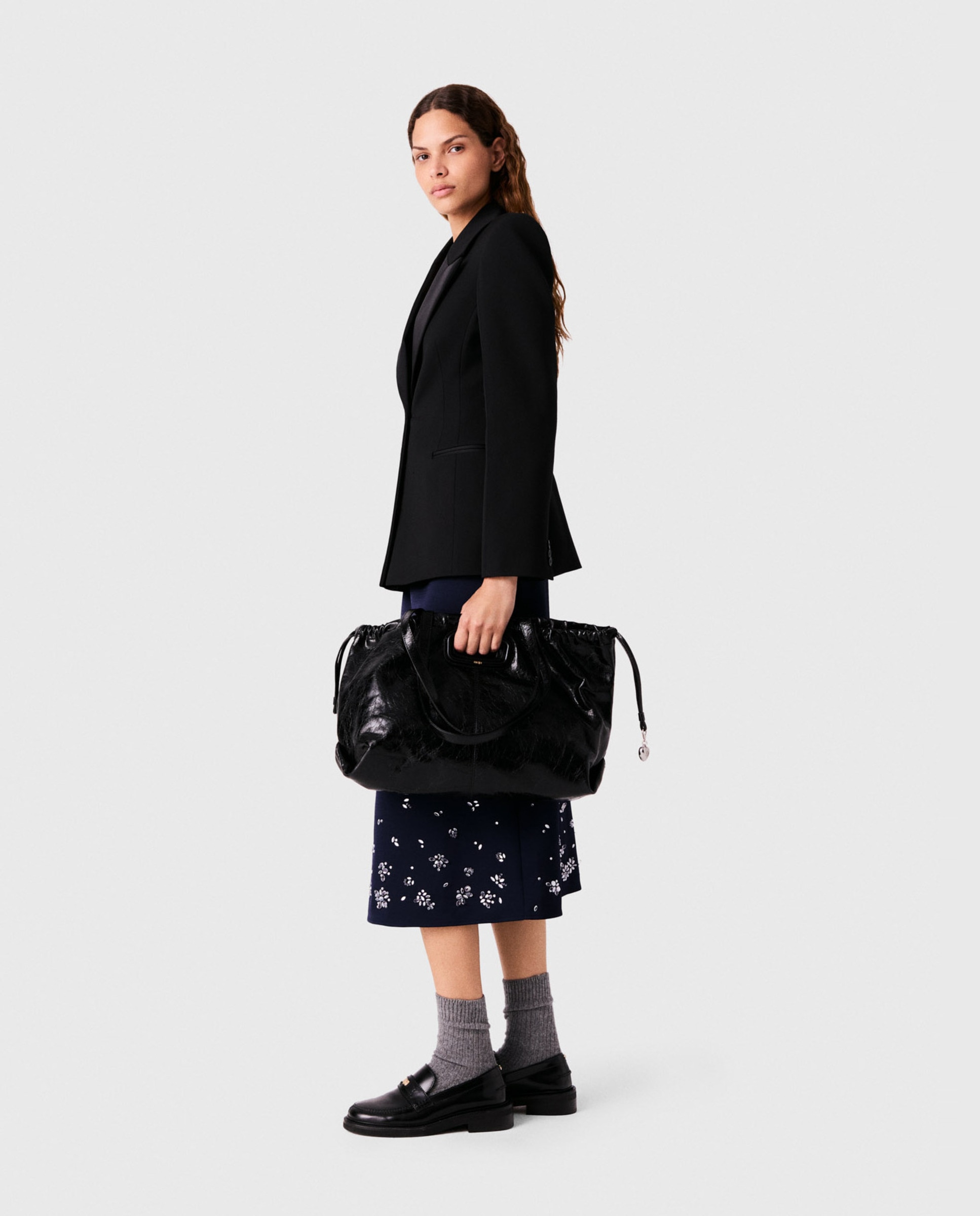 Blazer de mujer esmoquin entallado - Maje - Negro Negro-3
