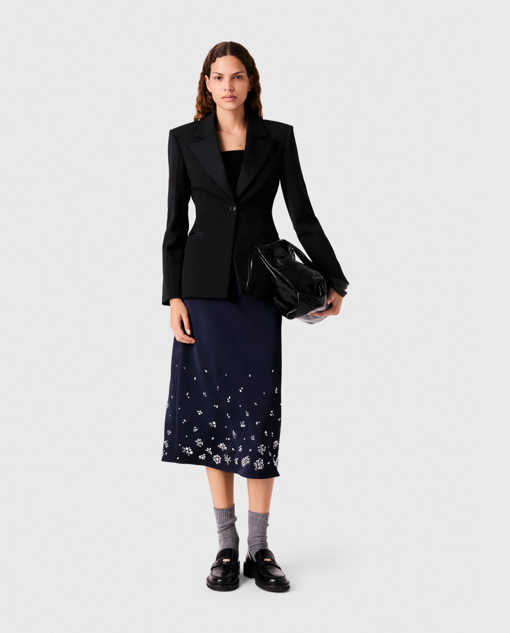 Blazer de mujer esmoquin entallado - Maje - Negro Negro-4