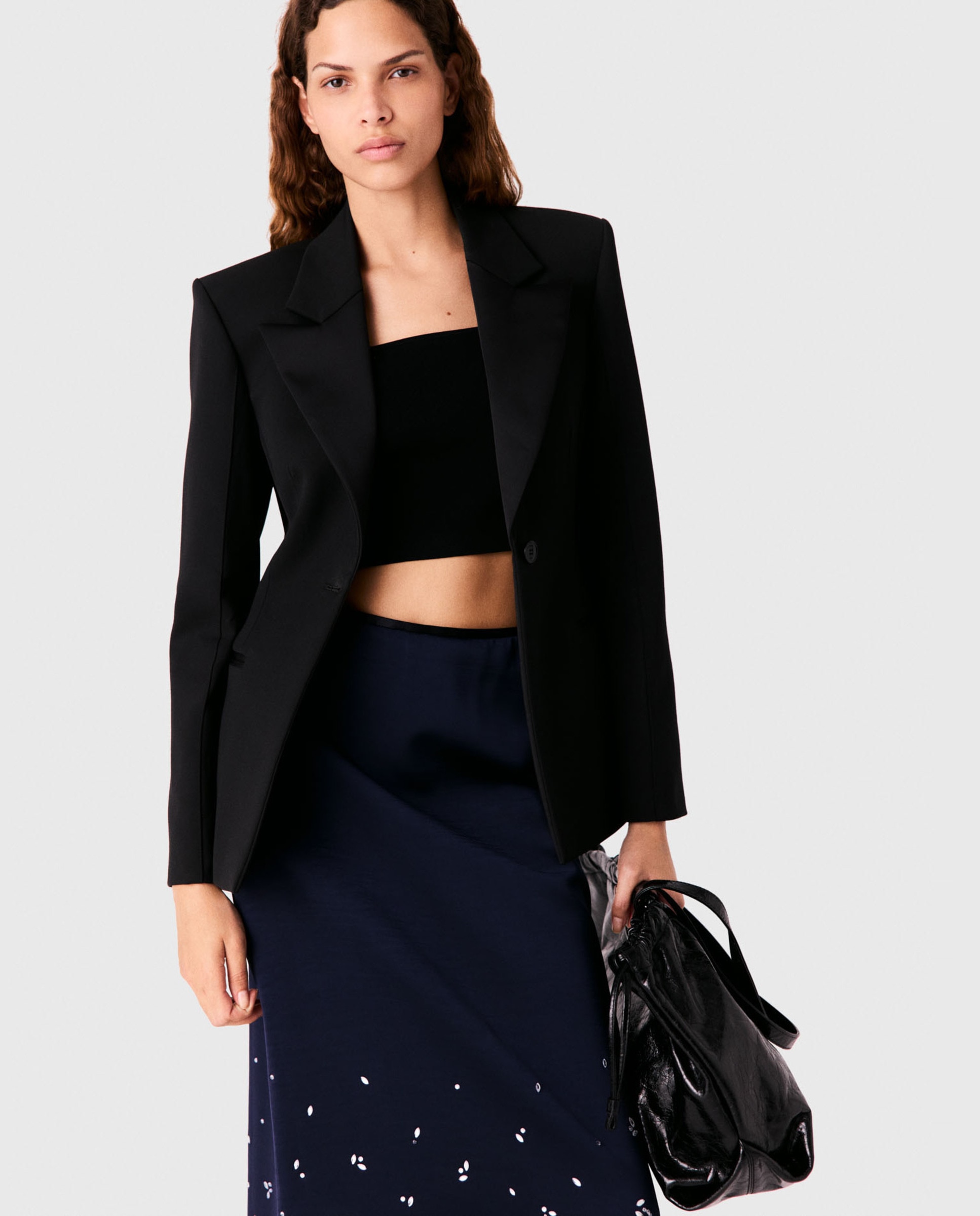 Blazer de mujer esmoquin entallado - Maje - Negro Negro-6