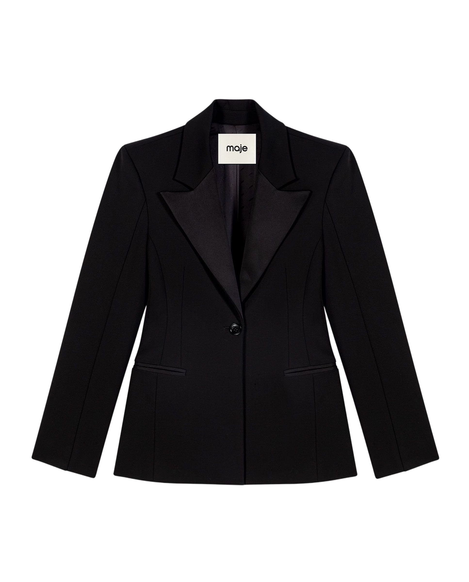 Blazer de mujer esmoquin entallado - Maje - Negro Negro-8
