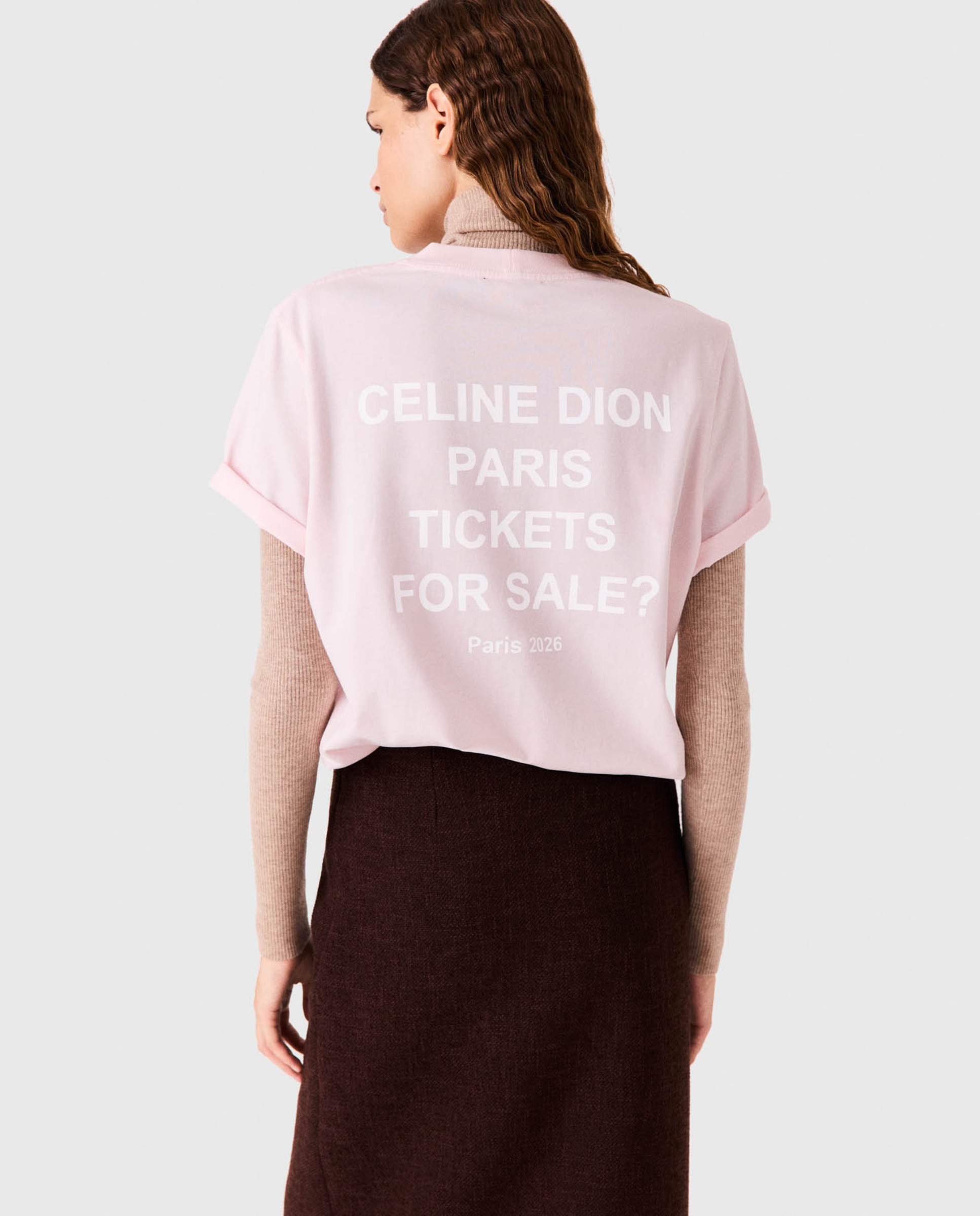Camiseta de mujer oversize 100% algodón con logo - Maje - Rosa Rosa-2