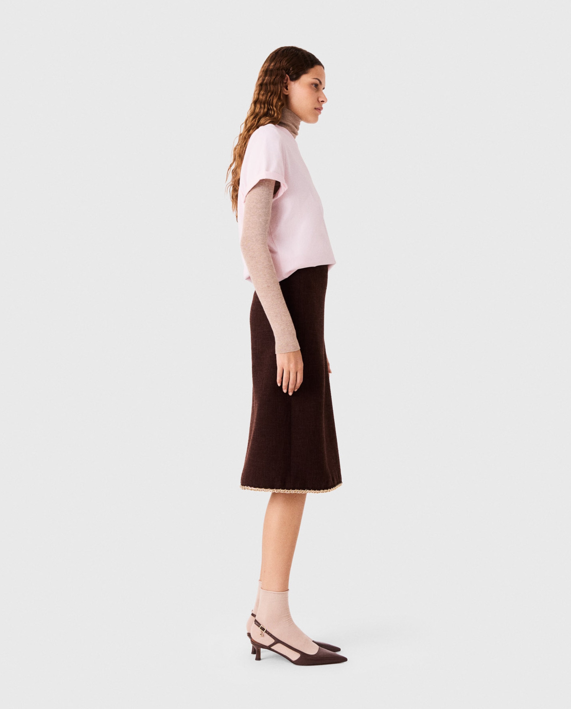 Camiseta de mujer oversize 100% algodón con logo - Maje - Rosa Rosa-3