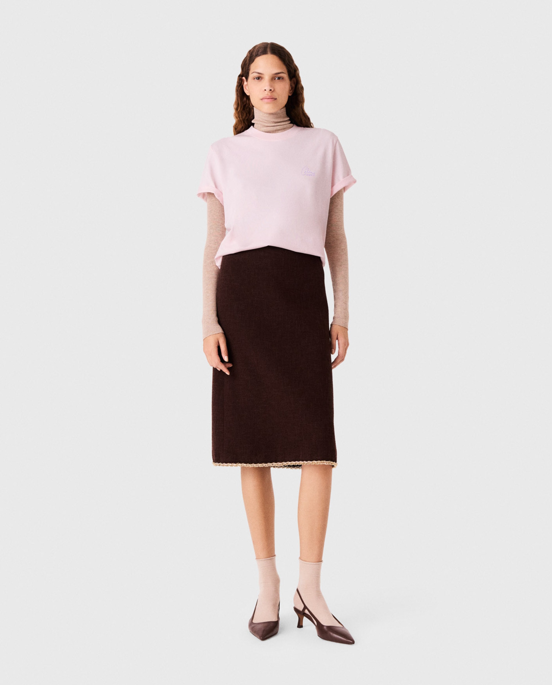 Camiseta de mujer oversize 100% algodón con logo - Maje - Rosa Rosa-4