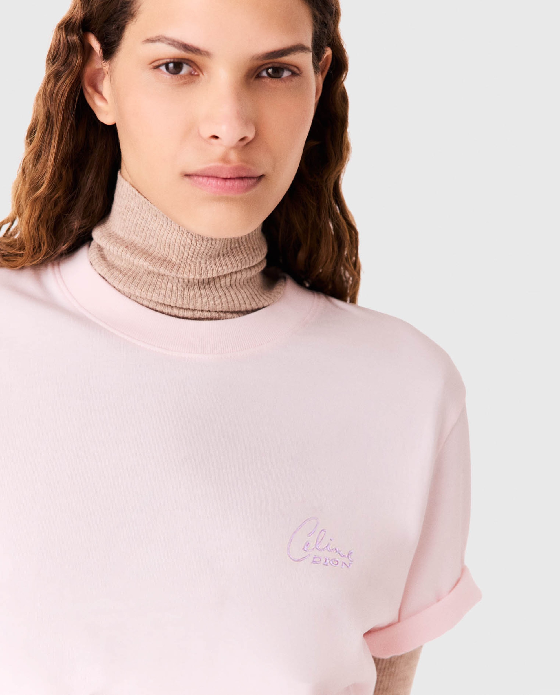 Camiseta de mujer oversize 100% algodón con logo - Maje - Rosa Rosa-5