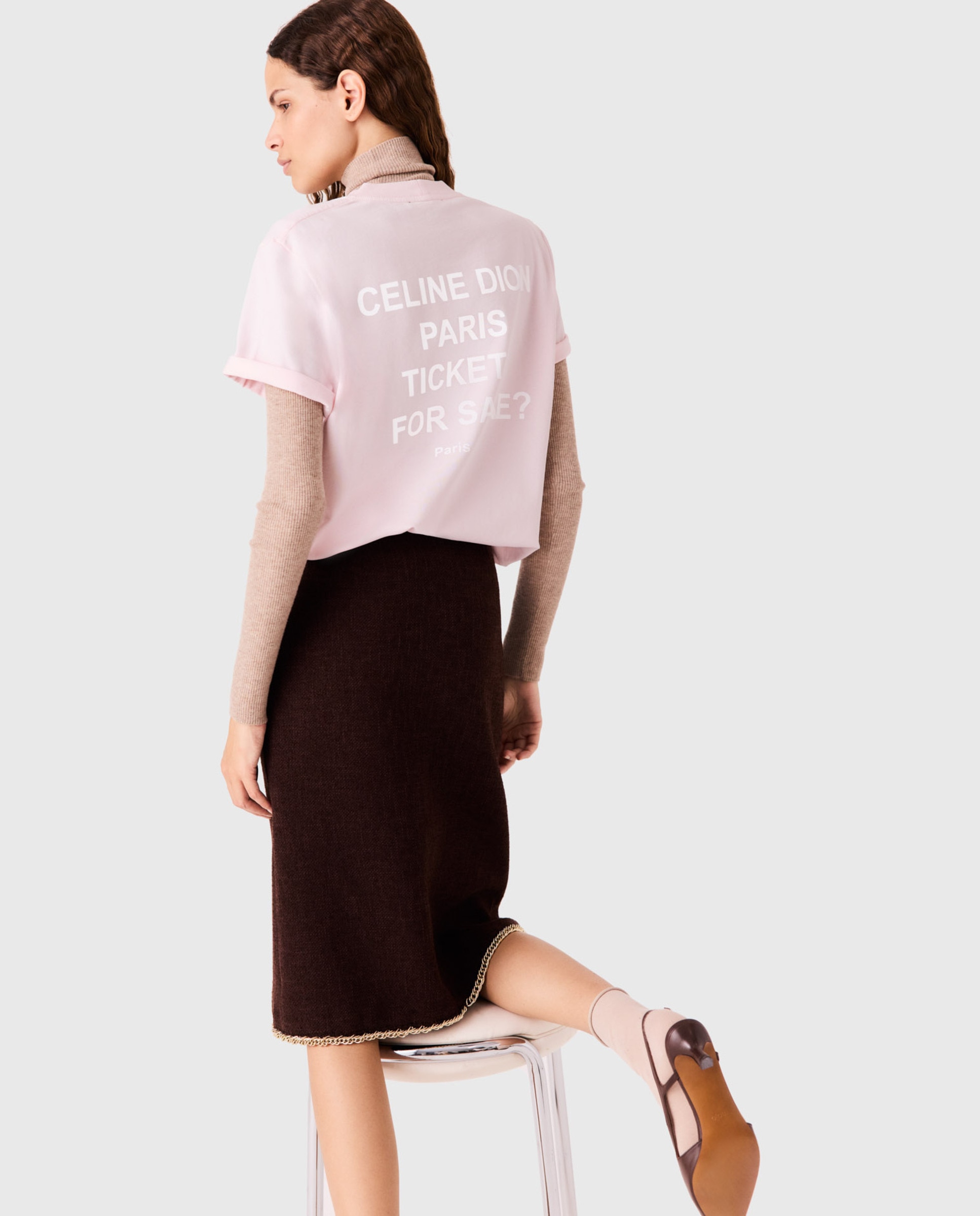 Camiseta de mujer oversize 100% algodón con logo - Maje - Rosa Rosa-7