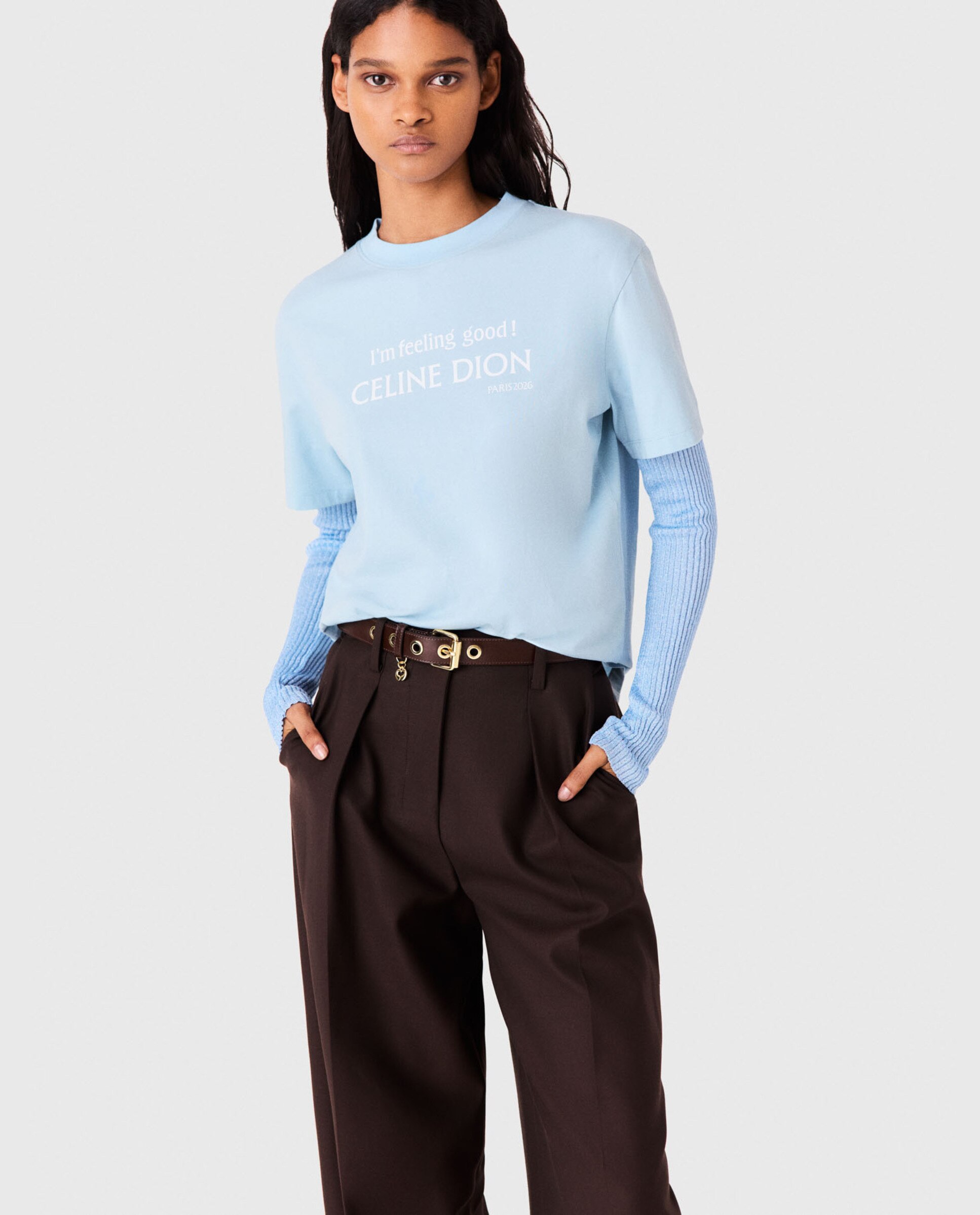 Camiseta de mujer oversize con estampado gráfico - Maje - Azul claro Azul claro-1
