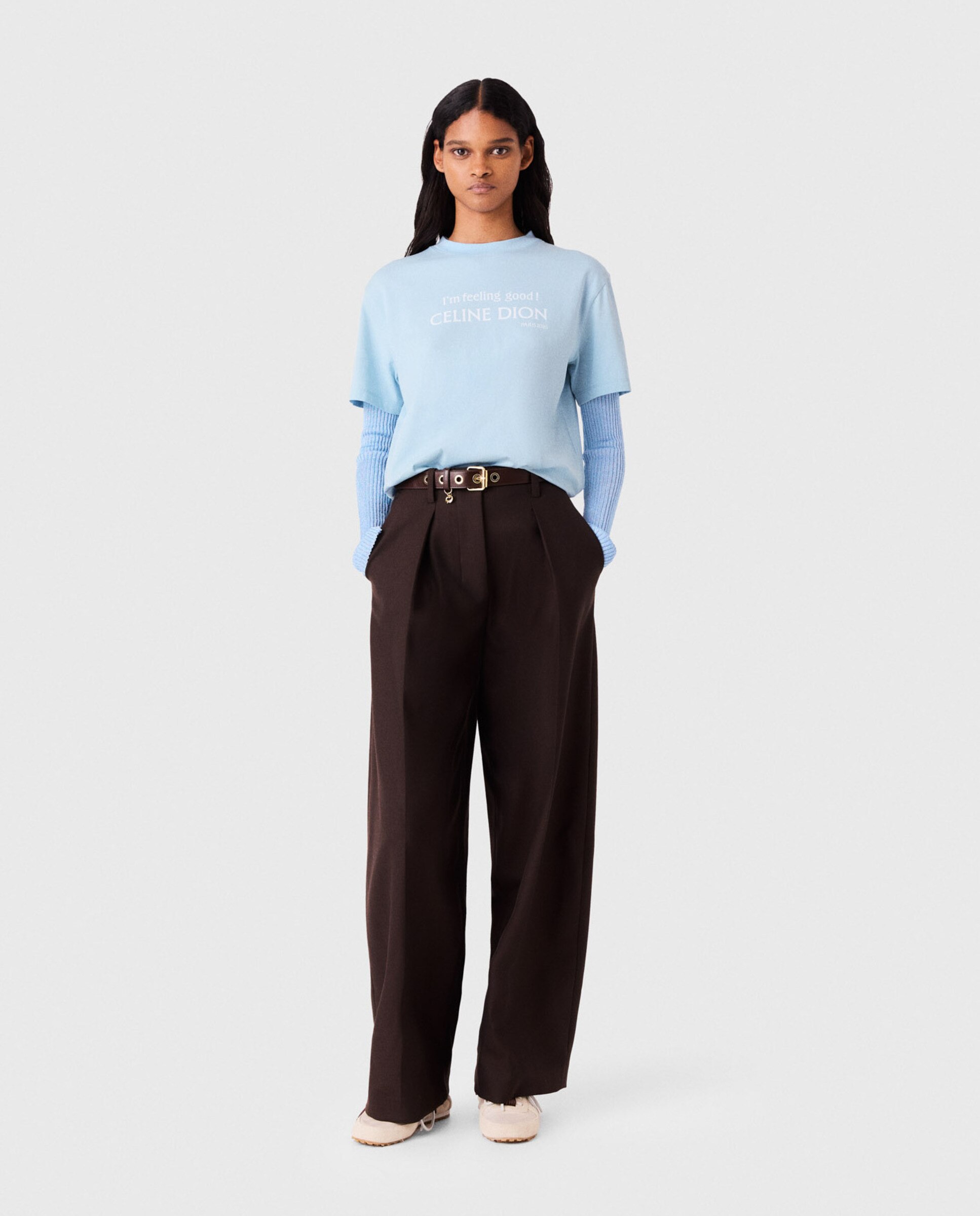 Camiseta de mujer oversize con estampado gráfico - Maje - Azul claro Azul claro-4