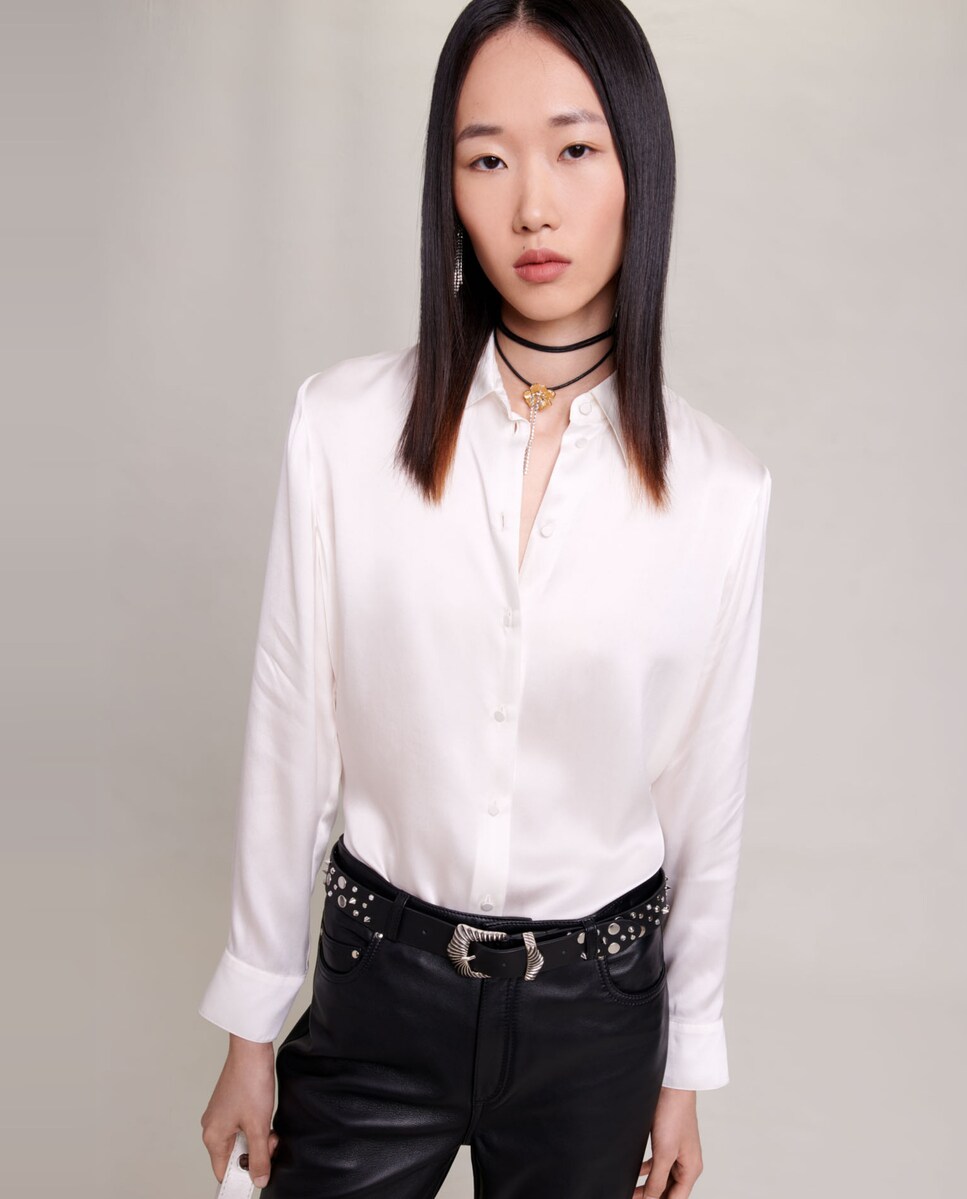 Seda Camisas Blancas De Manga Larga Camisas Blancas De Seda De