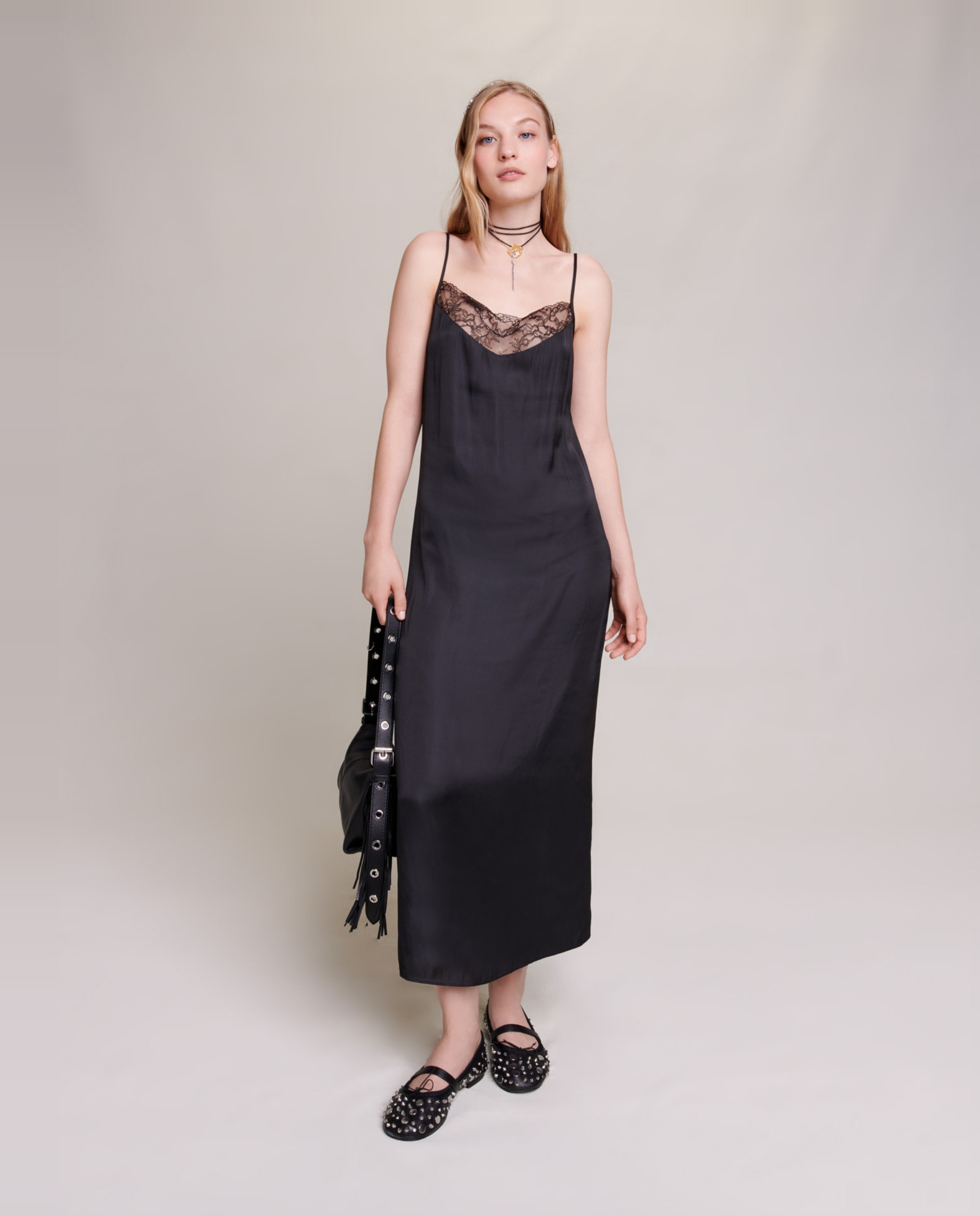 Vestido satinado de tirantes