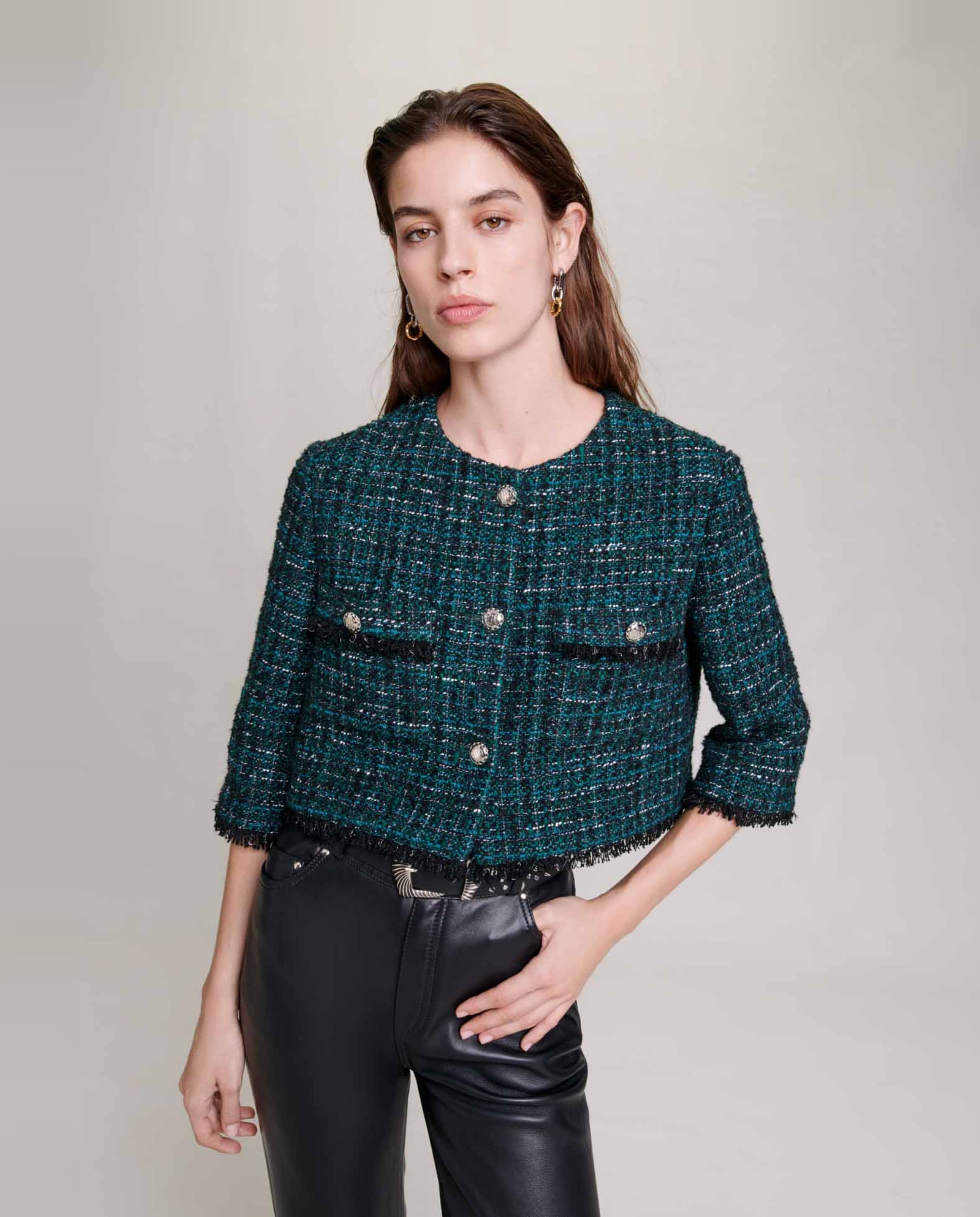Chaqueta de mujer corta de tweed