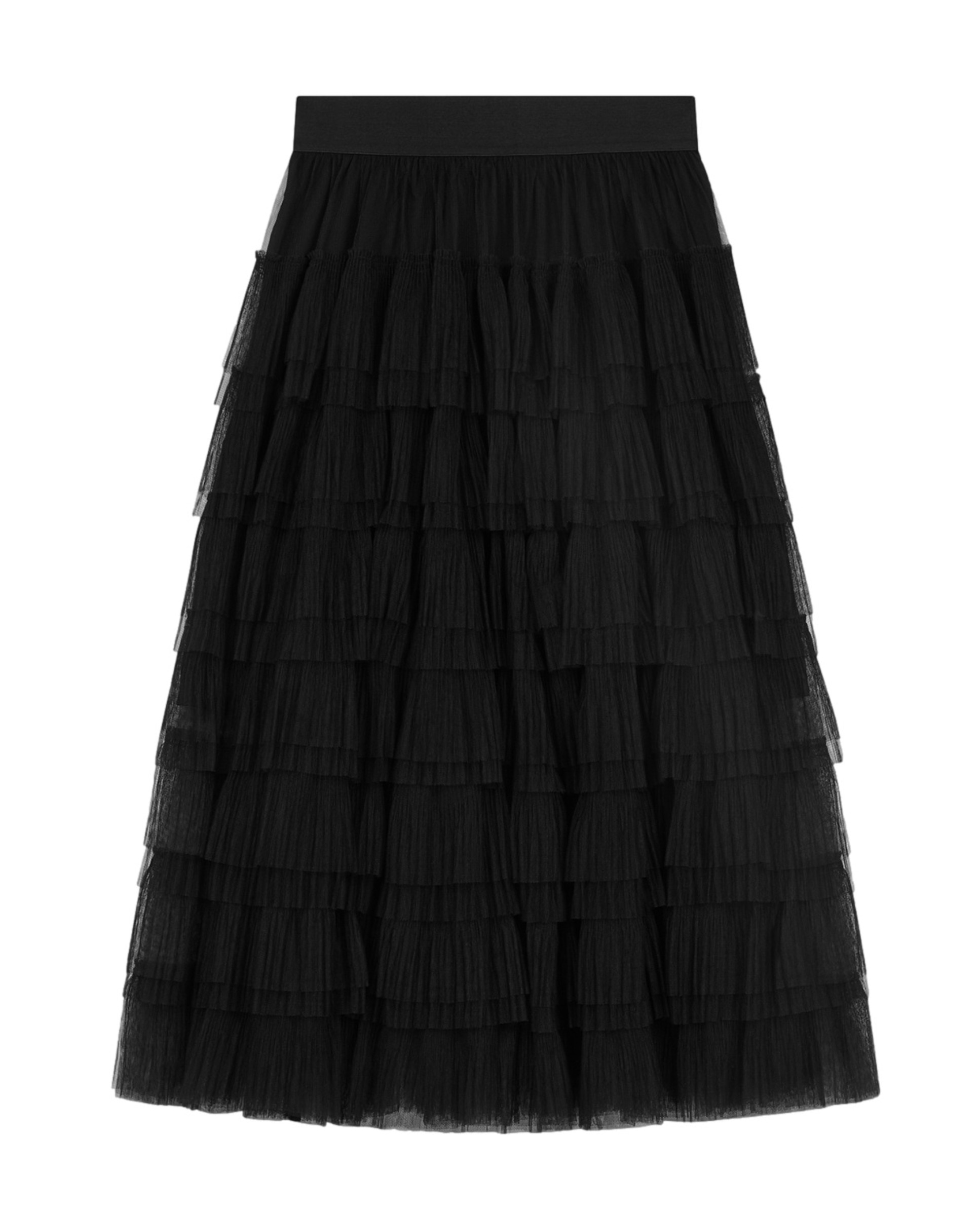 Falda midi con volantes de tul - Maje - Negro Negro-6