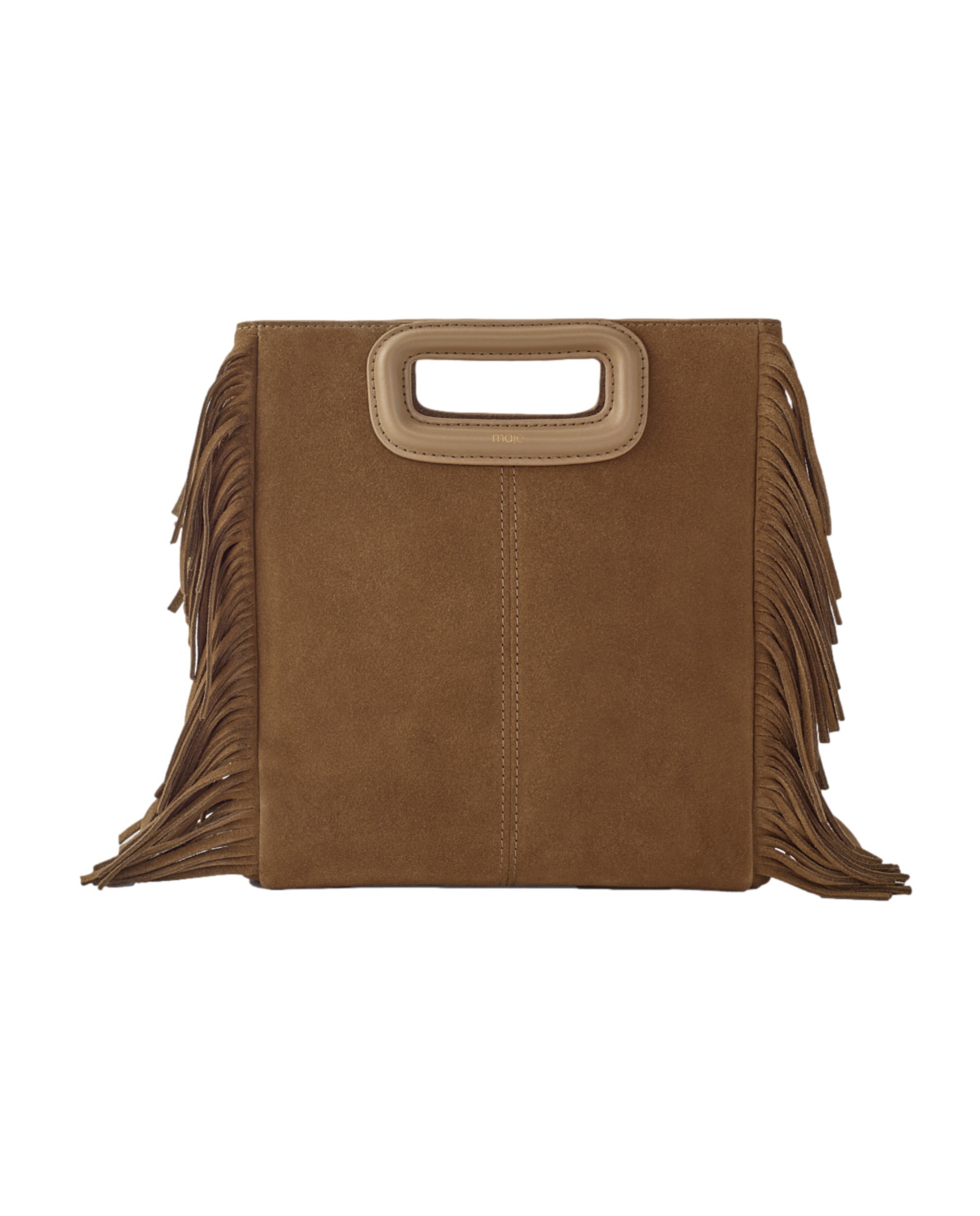 Bolso de mano M de cuero con flecos - Maje - Marrón Marrón-1