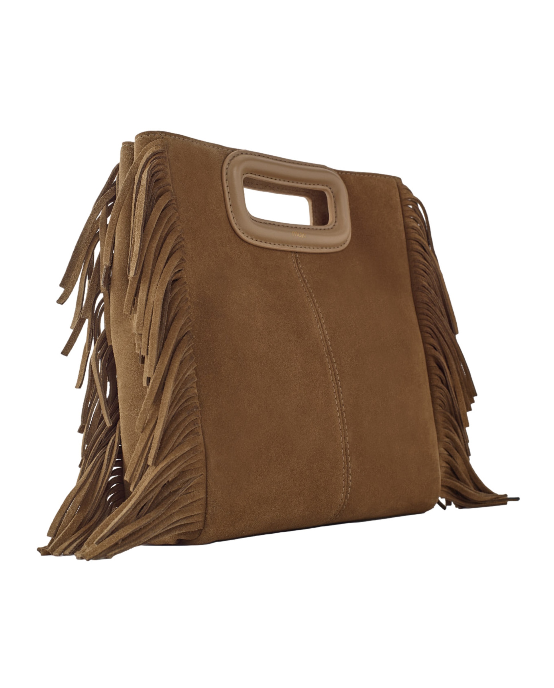 Bolso de mano M de cuero con flecos - Maje - Marrón Marrón-2
