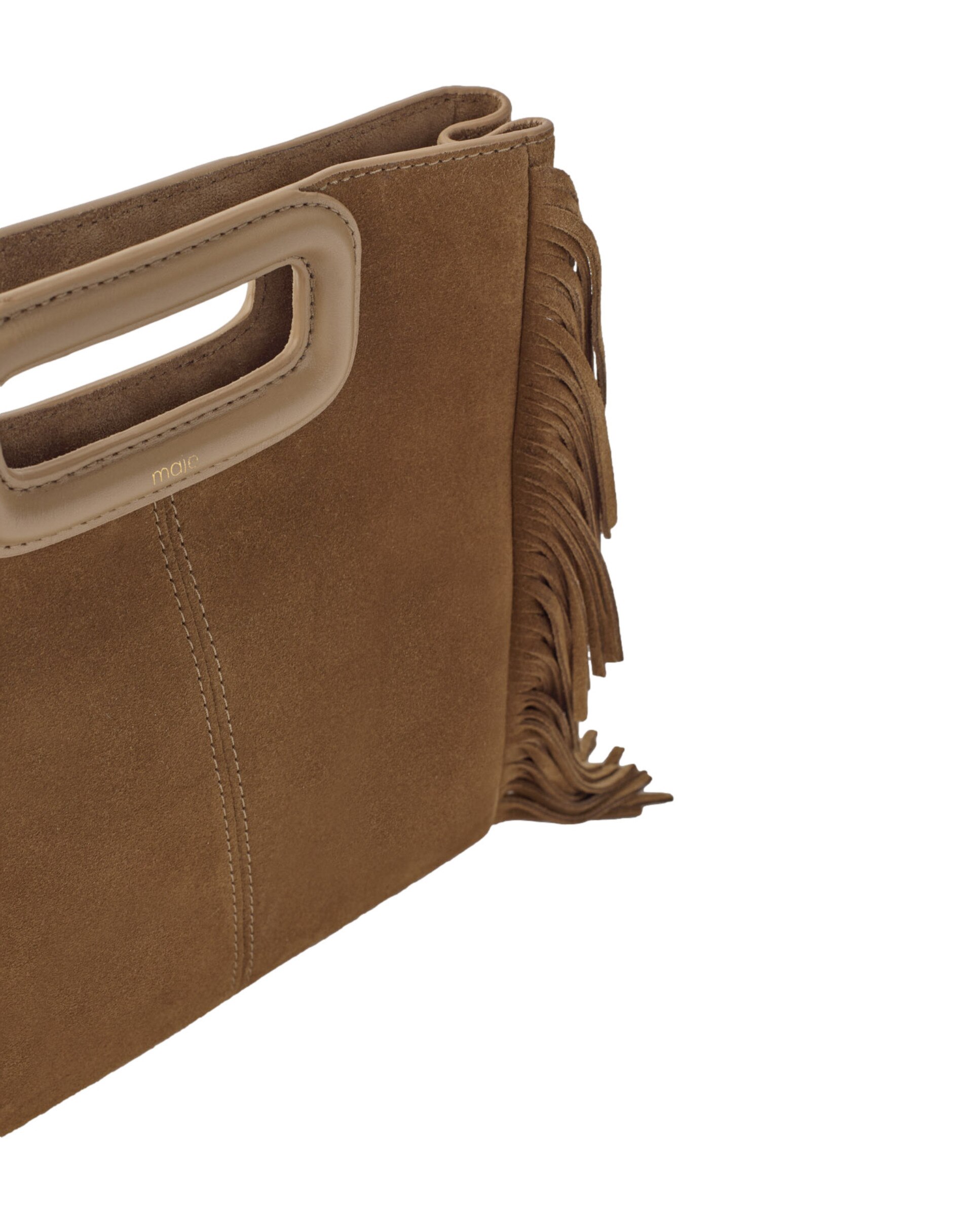 Bolso de mano M de cuero con flecos - Maje - Marrón Marrón-3
