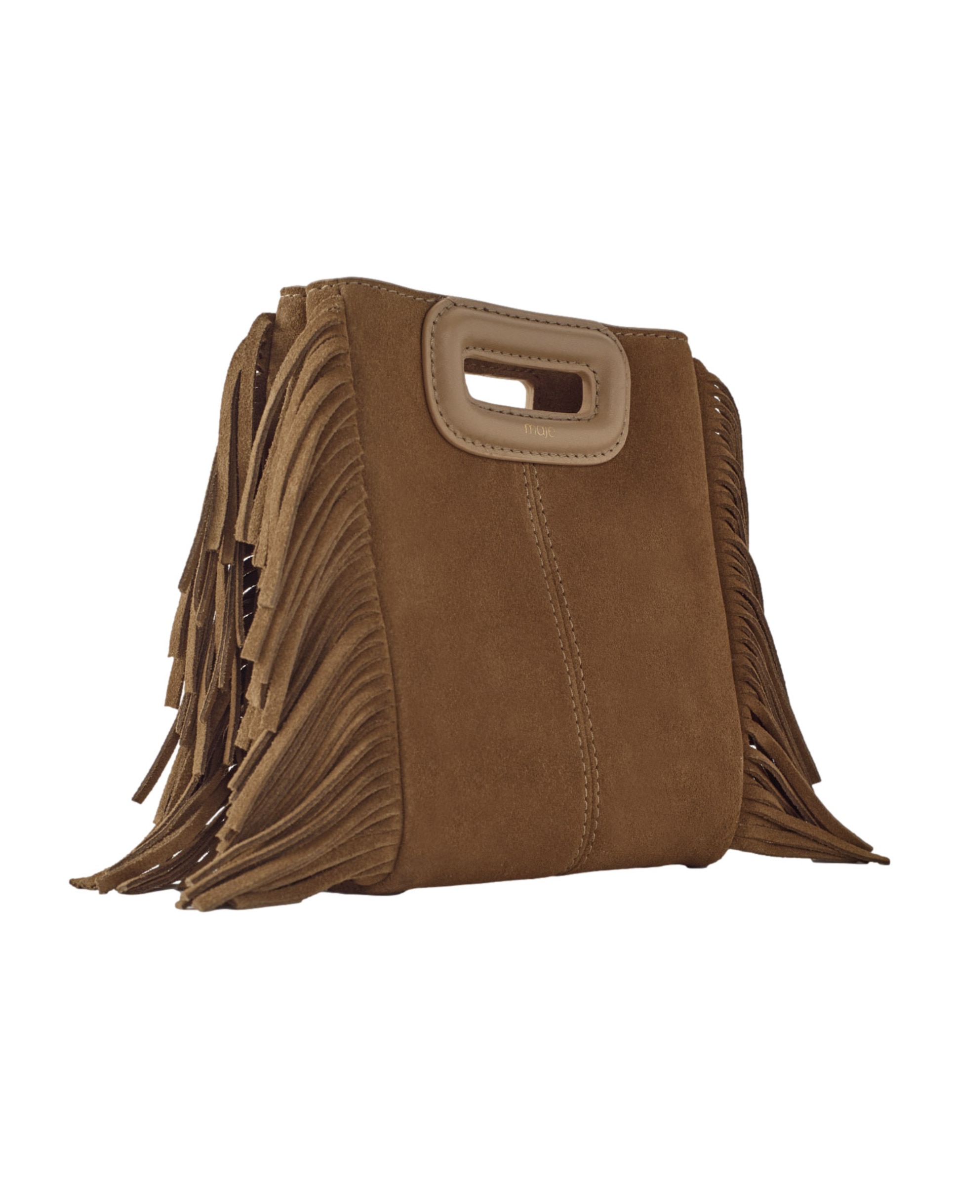 Bolso de mano M Mini de cuero con flecos - Maje - Marrón Marrón-2