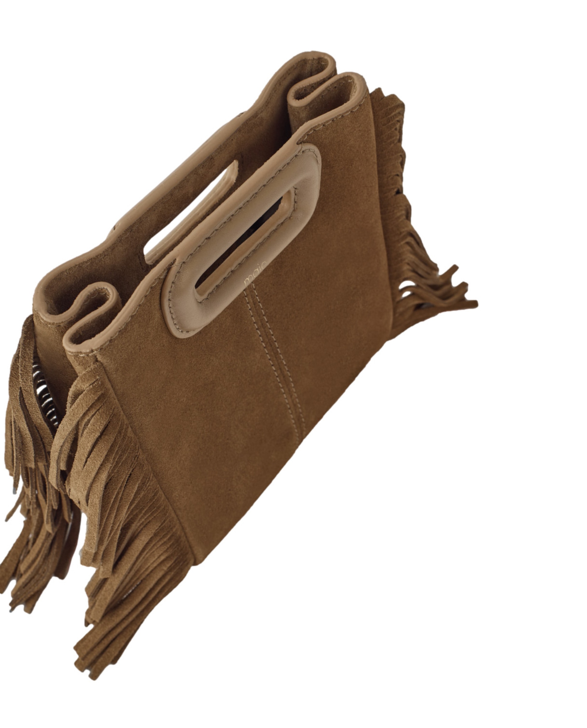 Bolso de mano M Mini de cuero con flecos - Maje - Marrón Marrón-3