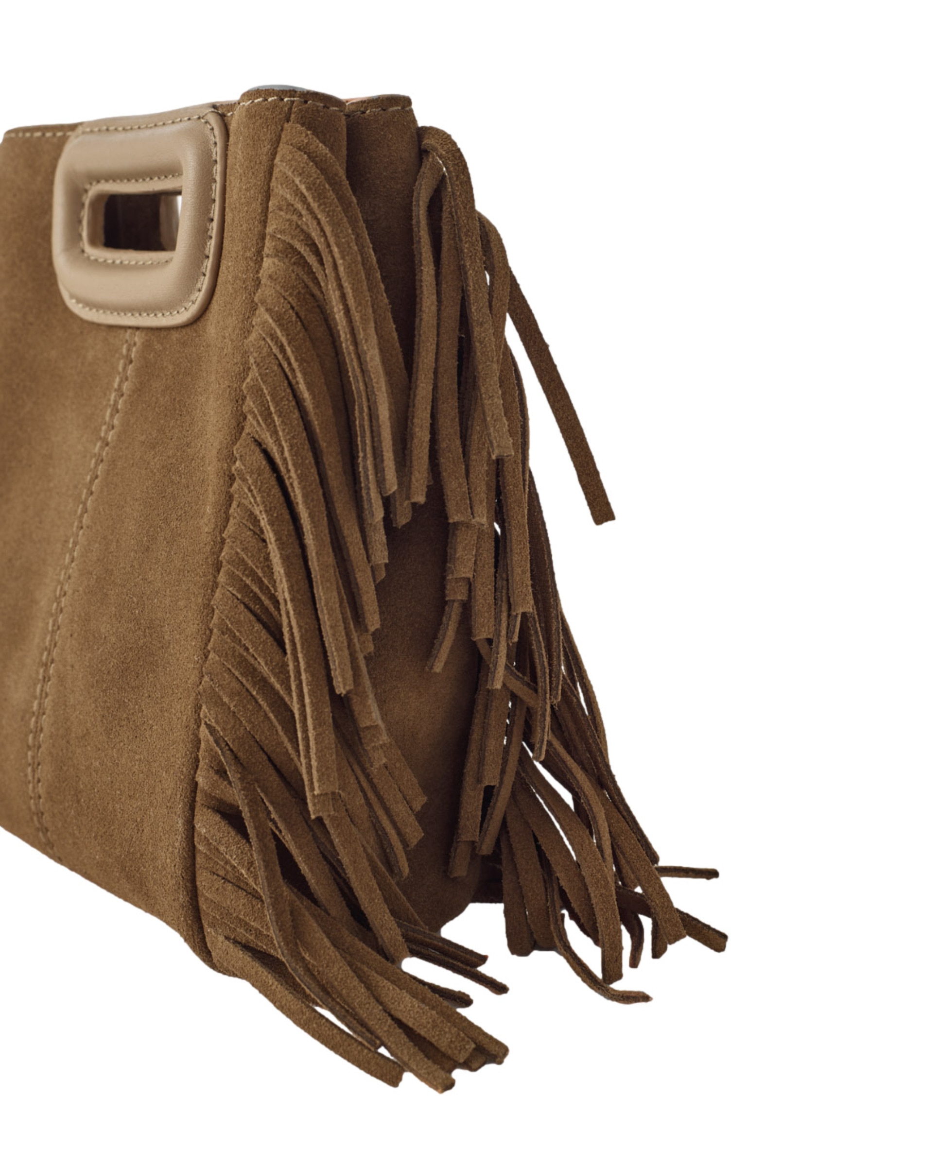 Bolso de mano M Mini de cuero con flecos - Maje - Marrón Marrón-4