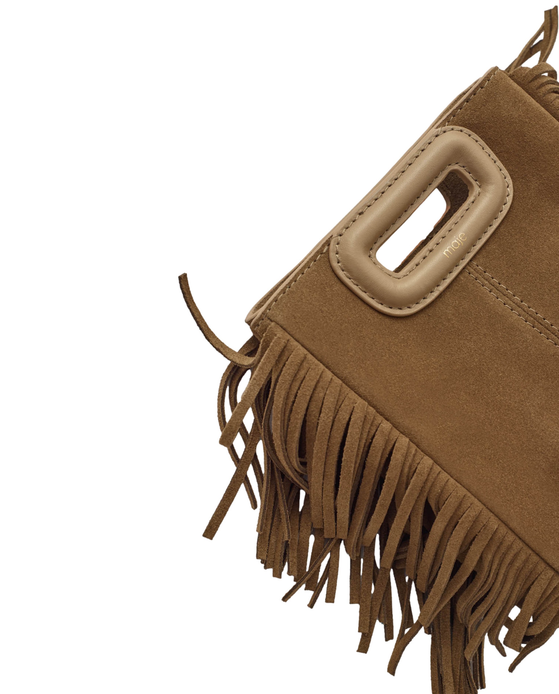 Bolso de mano M Mini de cuero con flecos - Maje - Marrón Marrón-6