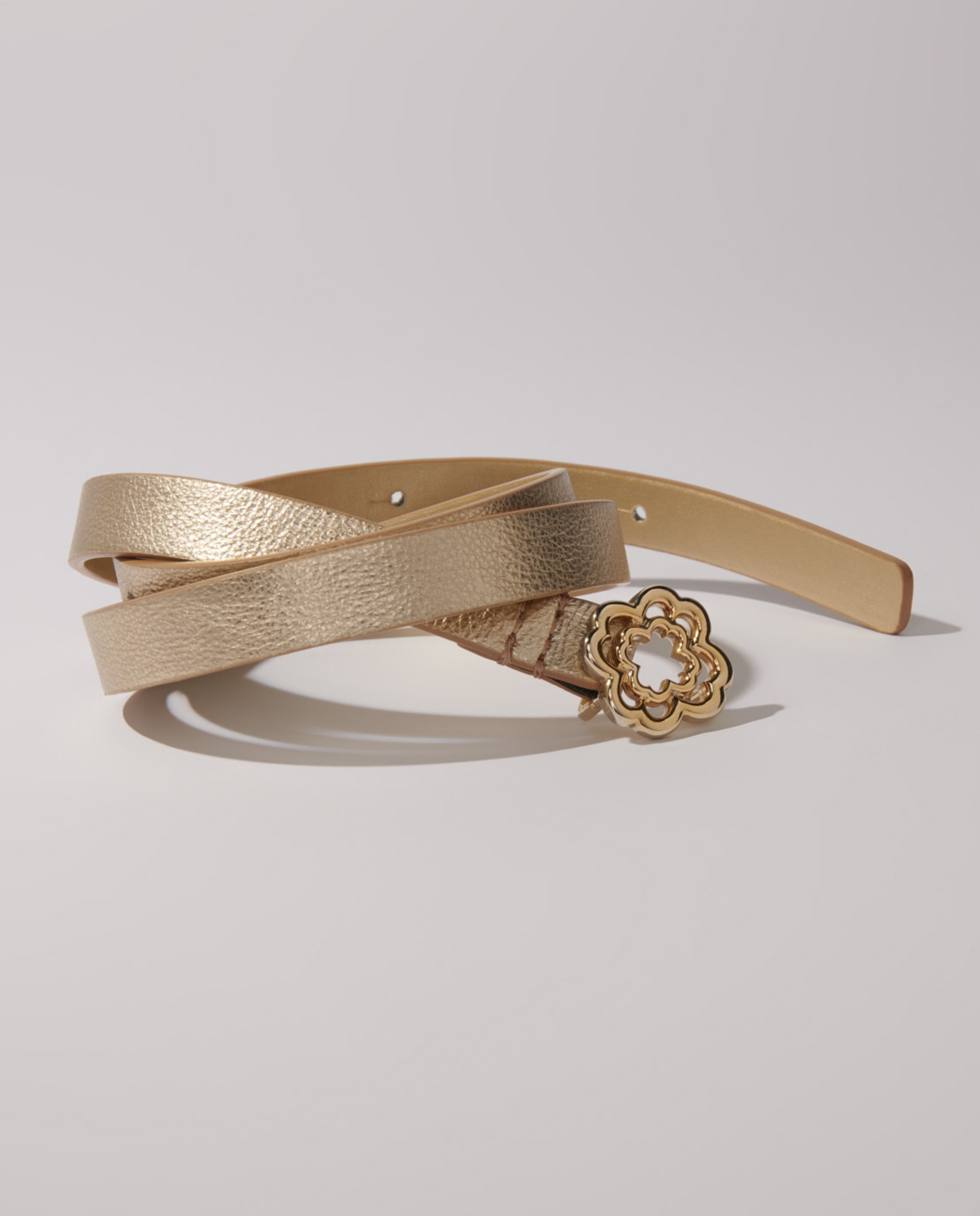 Cinturón de mujer fino con hebilla Clover - Maje - Dorado Dorado-4