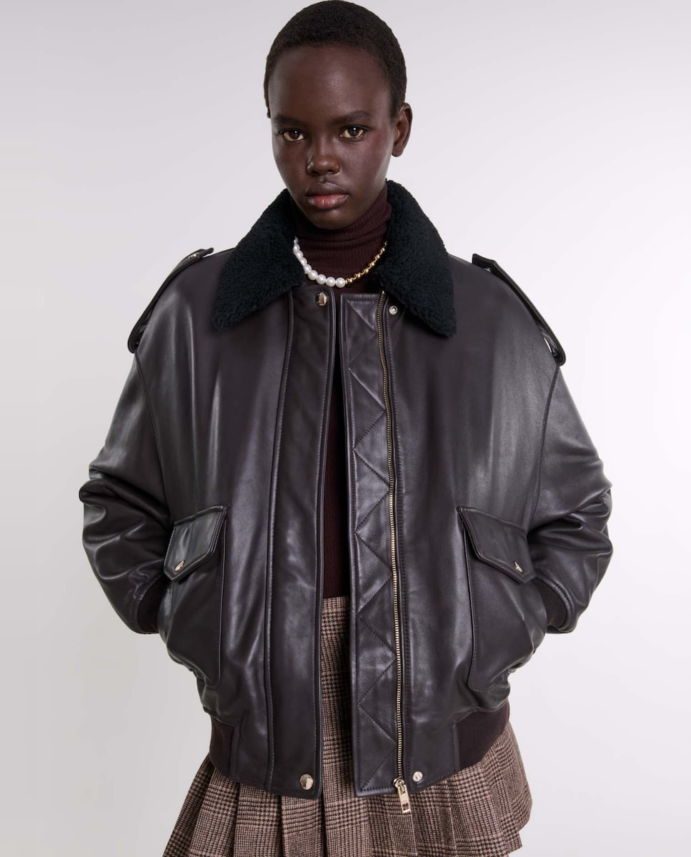 Cuero Marrón Cazadora Polipiel Mujer Formula Joven Chaquetas Y Abrigos