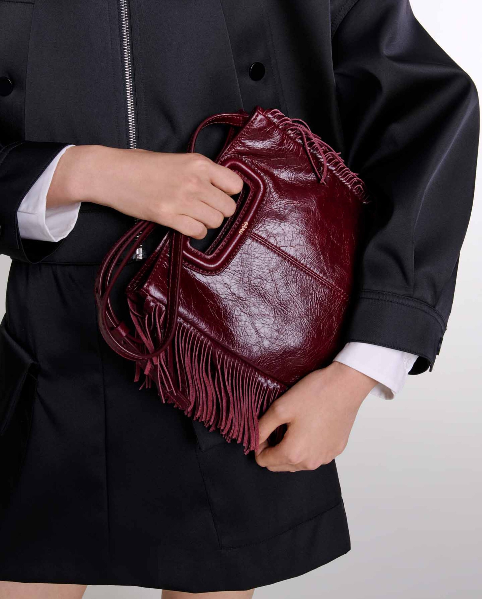 Bolso de mano M de cuero agrietado - Maje - Burdeos Burdeos-6