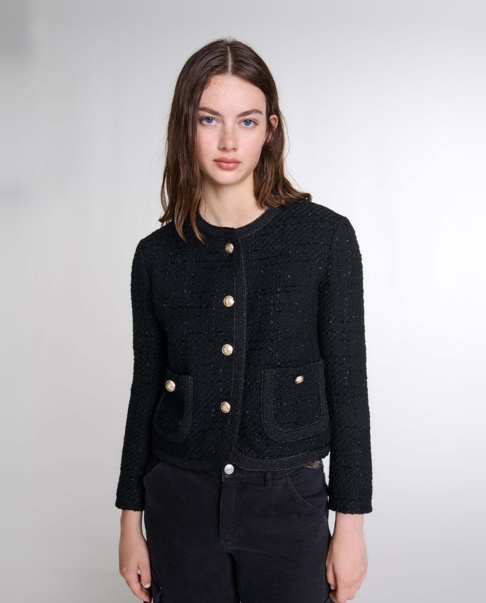 Chaqueta de mujer corta de tweed