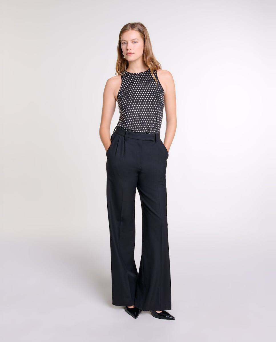 Pantalon Ancho Blusas Para Combinar Pantalon Negro Pantalones