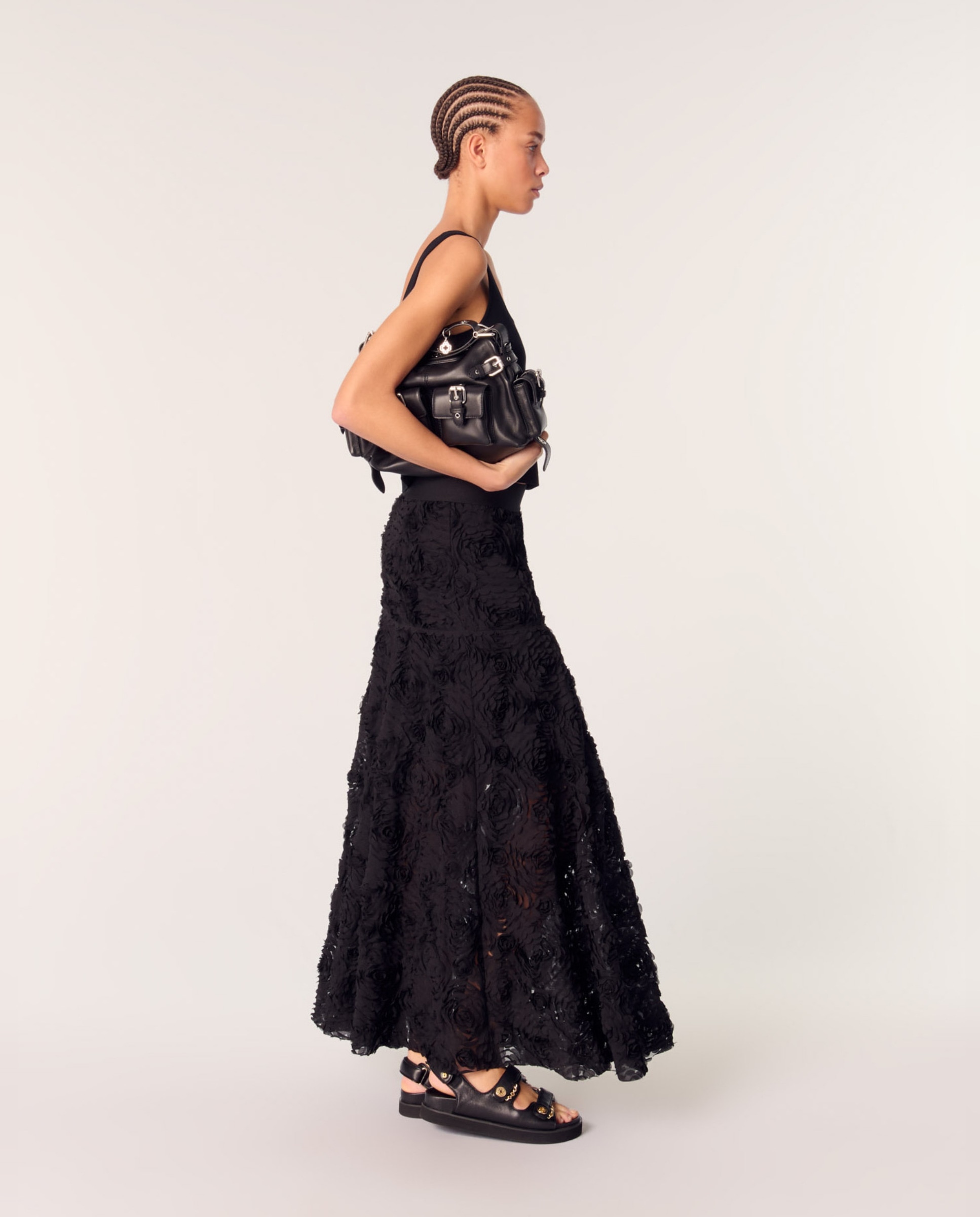 Falda larga bordada - Maje - Negro Negro-2