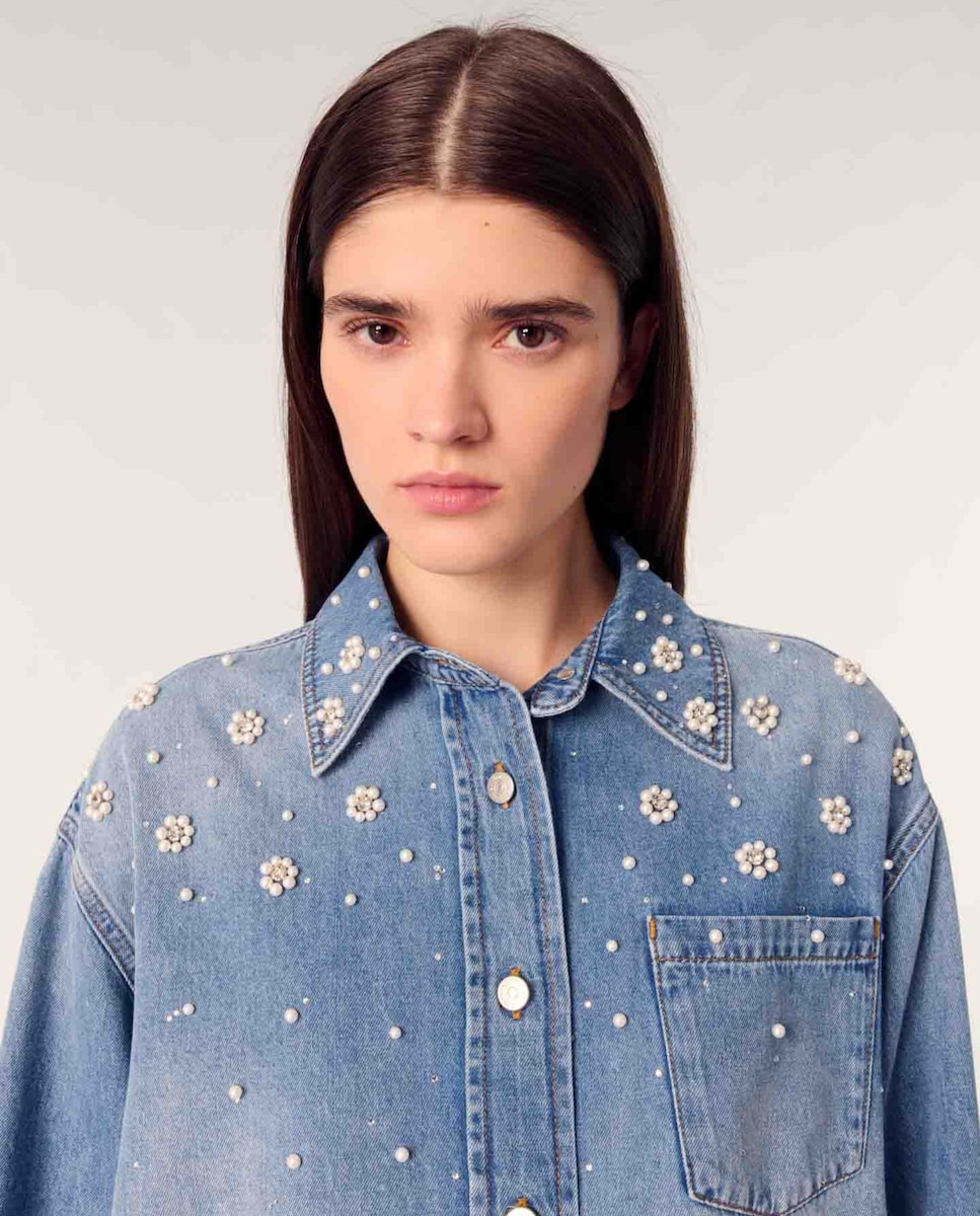 Camisa de mujer vaquera con perlas bordadas · Maje · El Corte Inglés