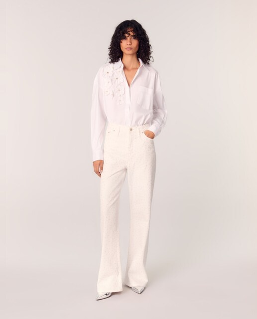 Imagen 0 de Camisa de mujer larga con flores bordadas